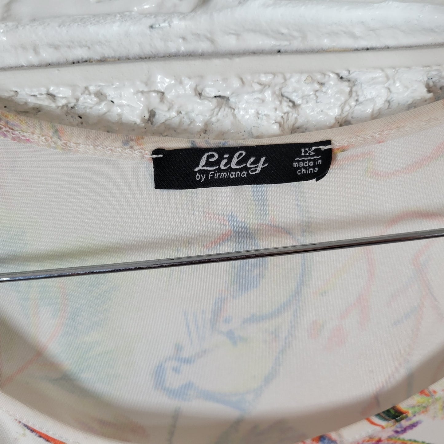 Lily Firmiana Womens Dress 1X Plus Mini Short Sleeve Birds Floral Poly Blend