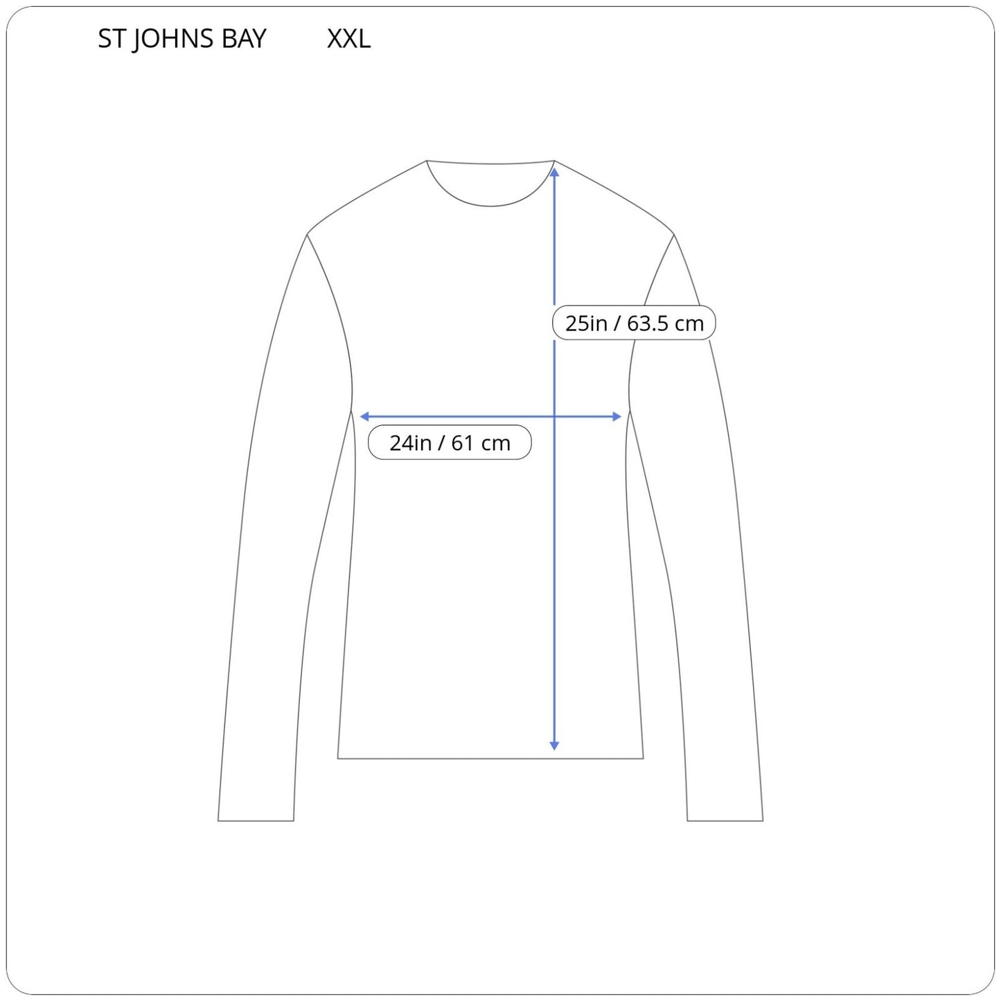 St Johns Bay Womens Top XXL Plus Long Sleeve Square Neck Button Up Casual Blue