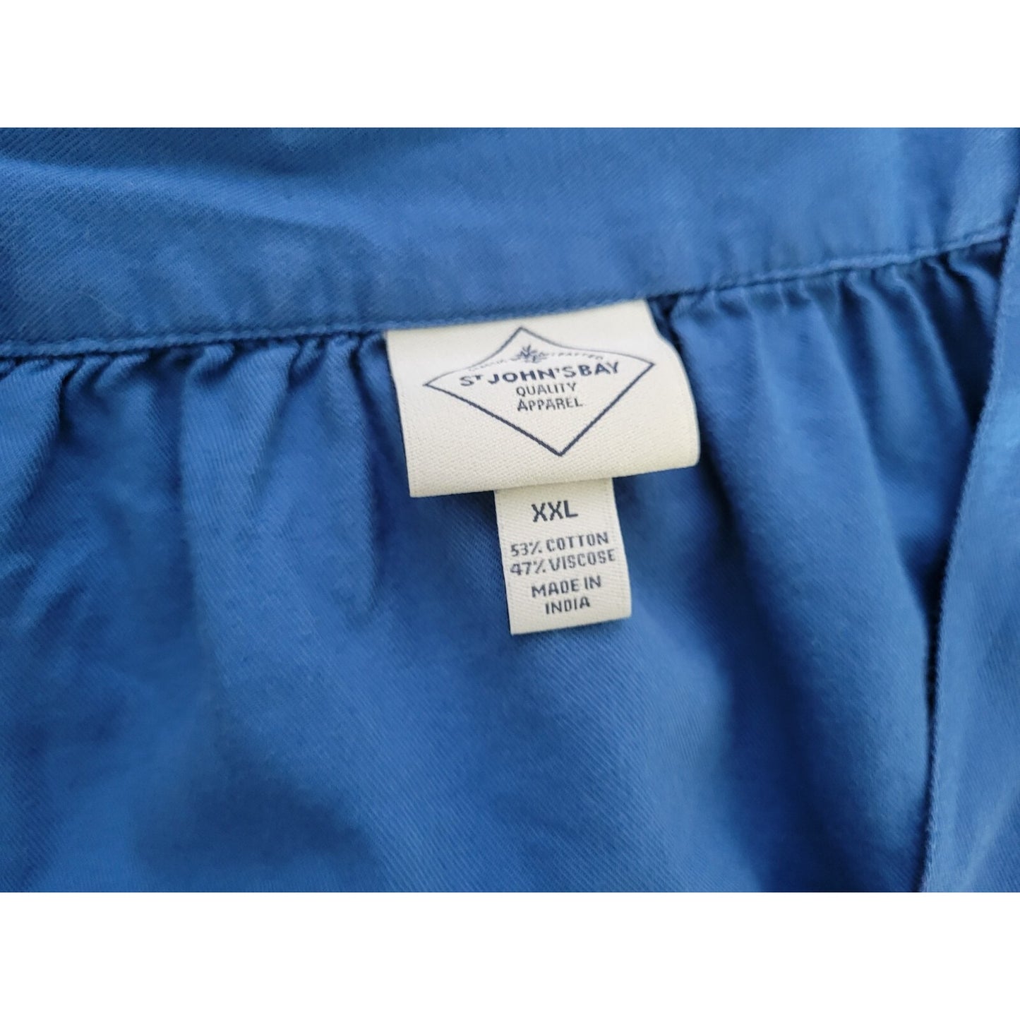 St Johns Bay Womens Top XXL Plus Long Sleeve Square Neck Button Up Casual Blue