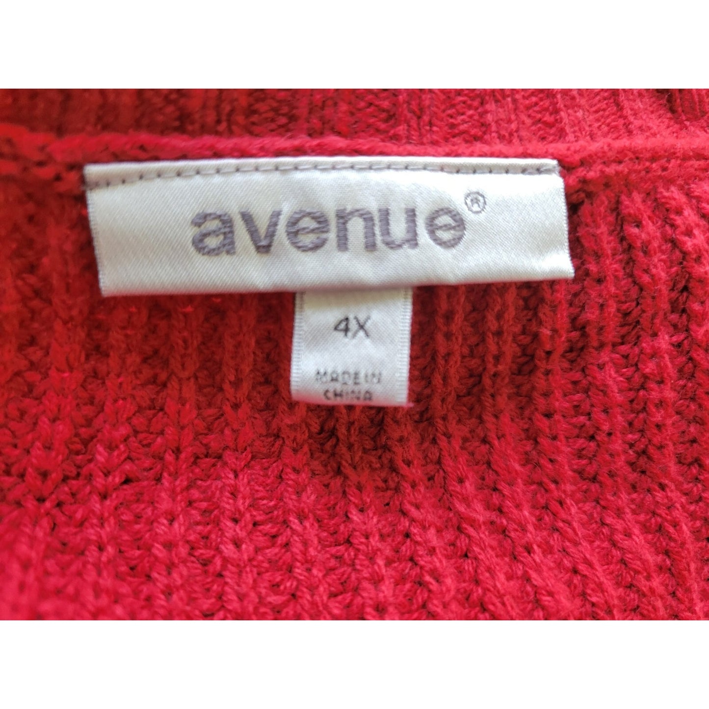 Avenue Womens Sweater 4X Plus Long Sleeve Side Zip Red Cotton Blend Casual
