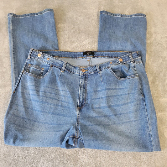 Ellos Womens Jeans 22 Plus Straight Leg Medium Blue Denim Cotton Blend Zip Fly