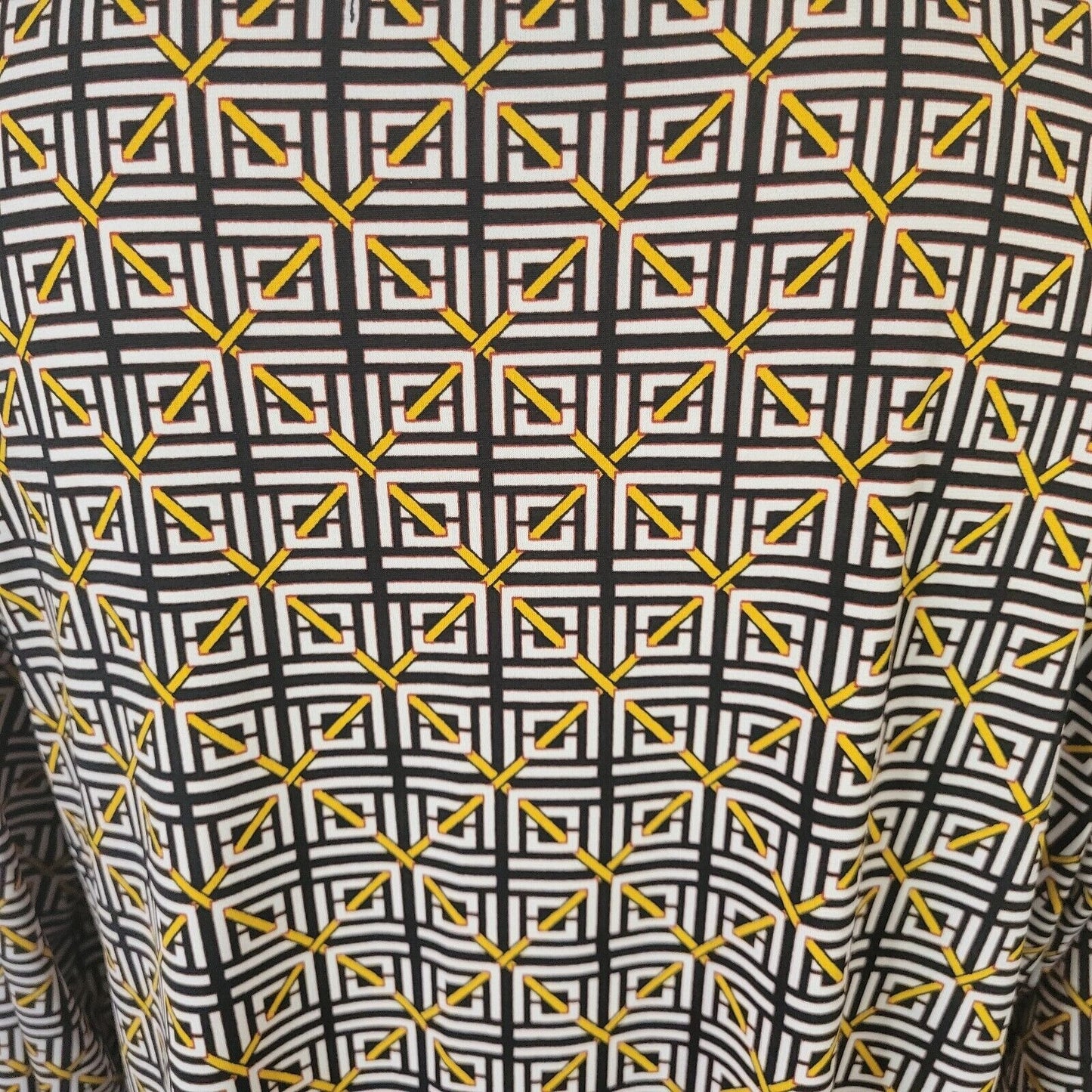 Liz Claiborne Womens Top XXL 3/4 Sleeve Black Geometric Poly Blend Sash Office