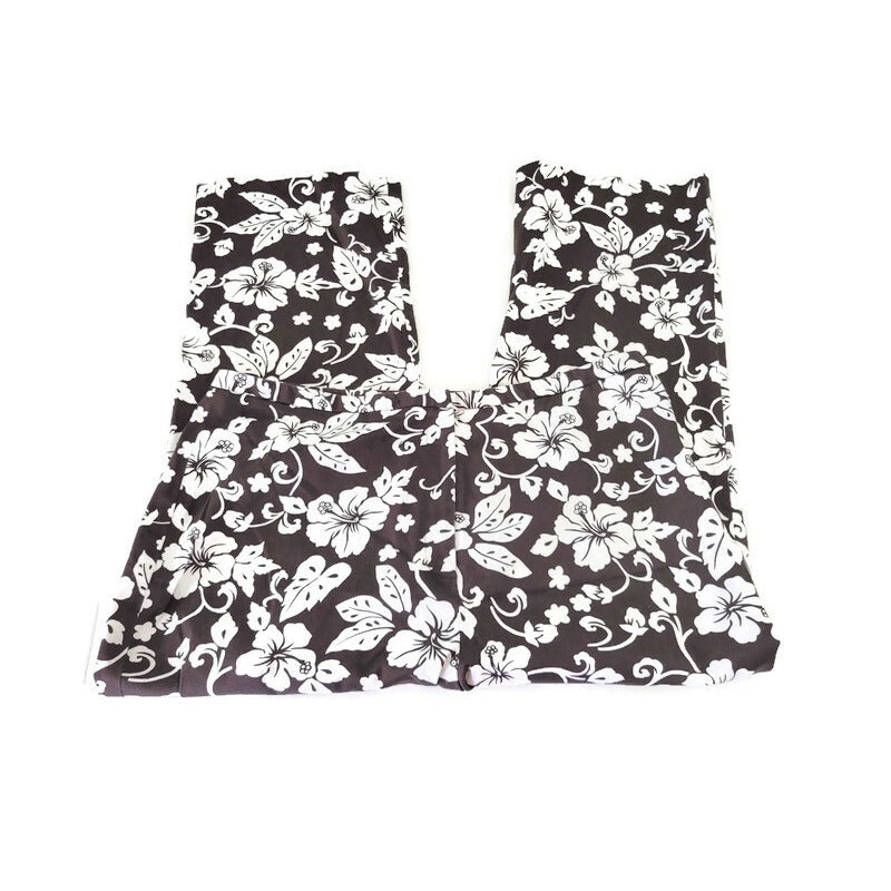 Style & Co Womens Pants 18 Plus Capri Brown White Floral Cotton Blend NO POCKETS