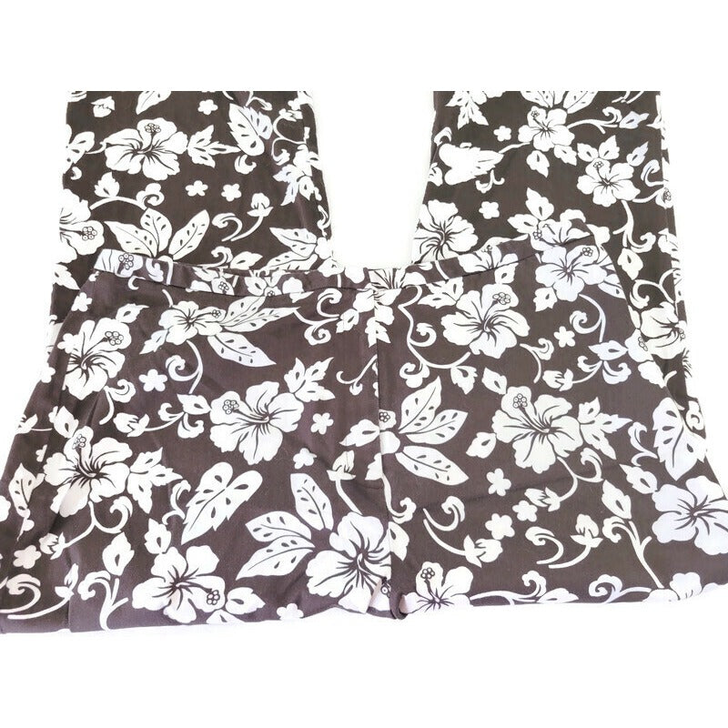 Style & Co Womens Pants 18 Plus Capri Brown White Floral Cotton Blend NO POCKETS