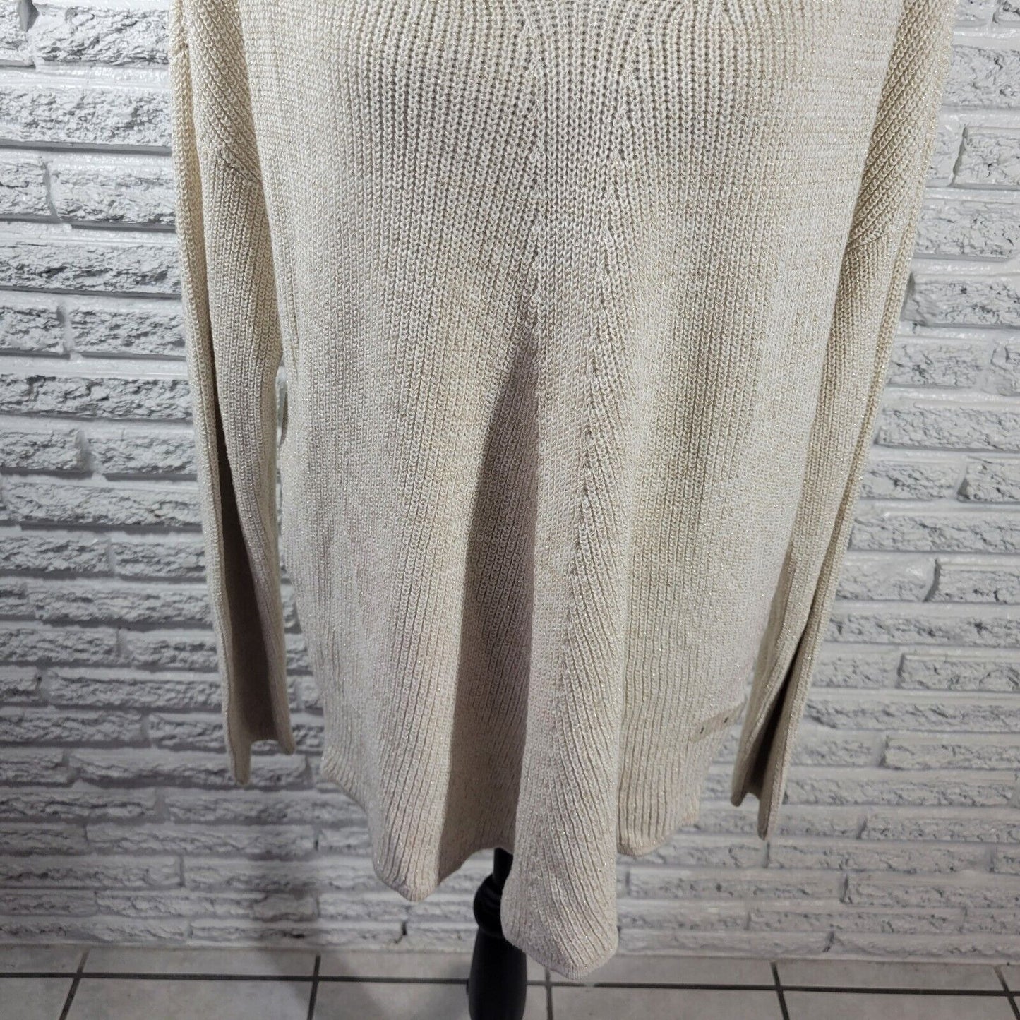Ana Womens Sweater XXL Plus Pullover White Cotton Blend Metallic Thread Career