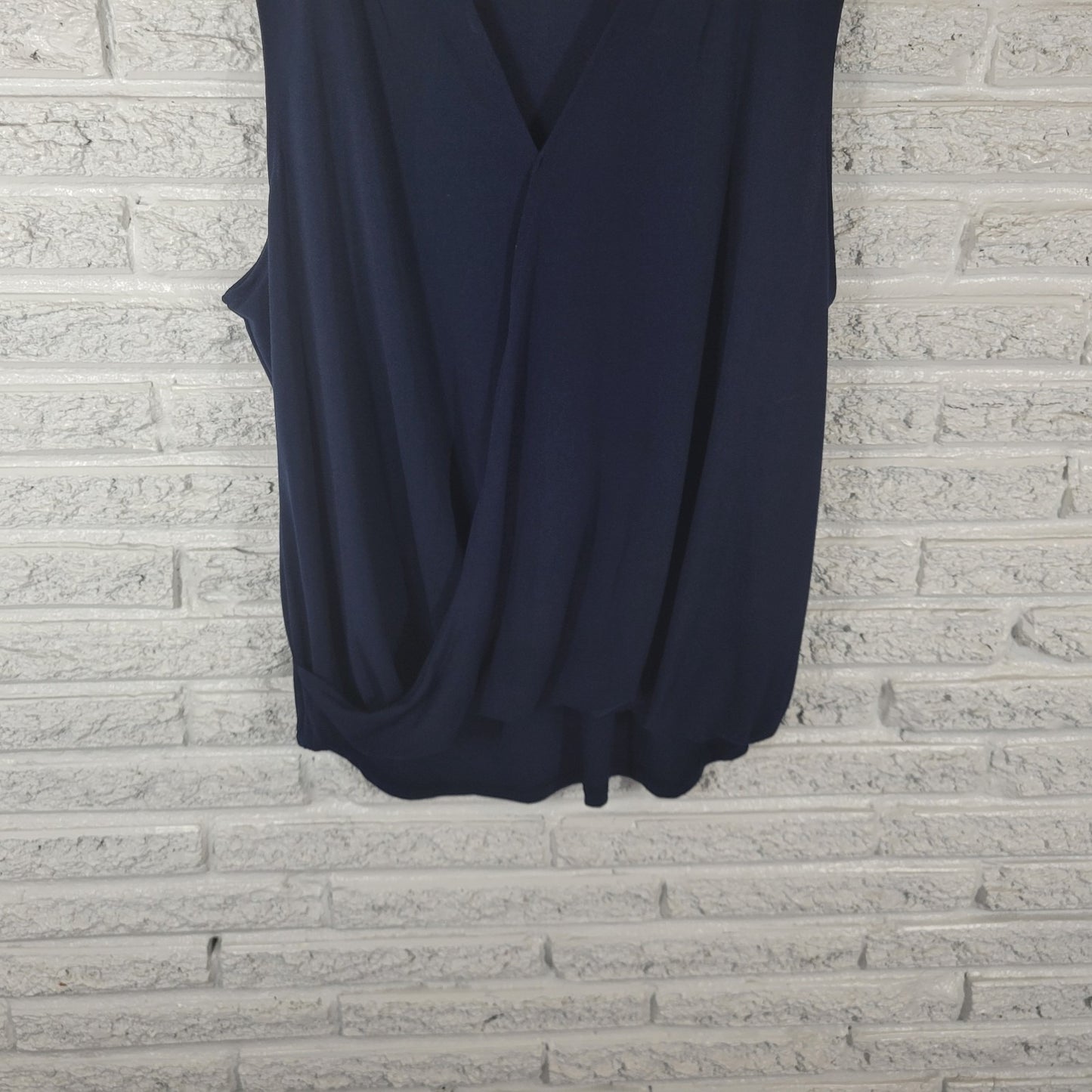 Liz Claiborne Womens Top Extra Large XL Sleeveless Blue Draped Poly Blend Office