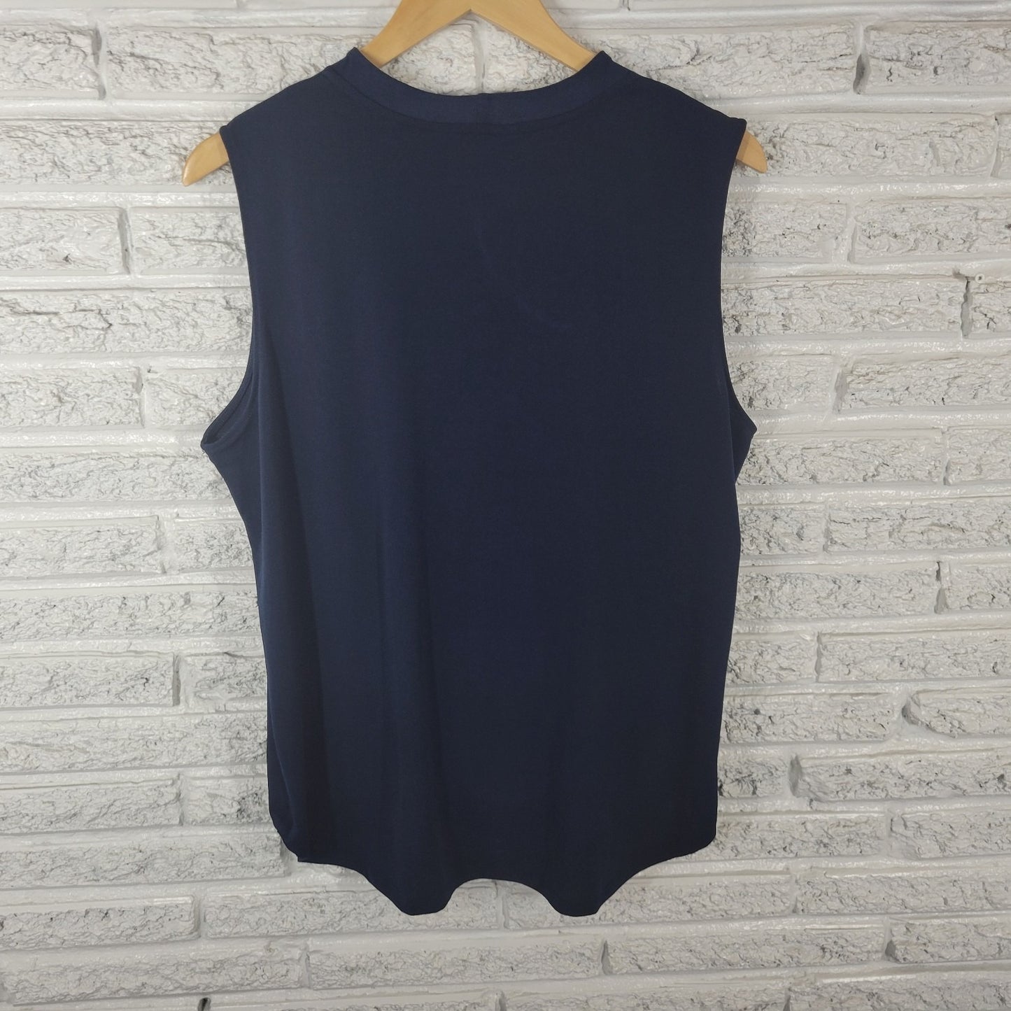 Liz Claiborne Womens Top Extra Large XL Sleeveless Blue Draped Poly Blend Office