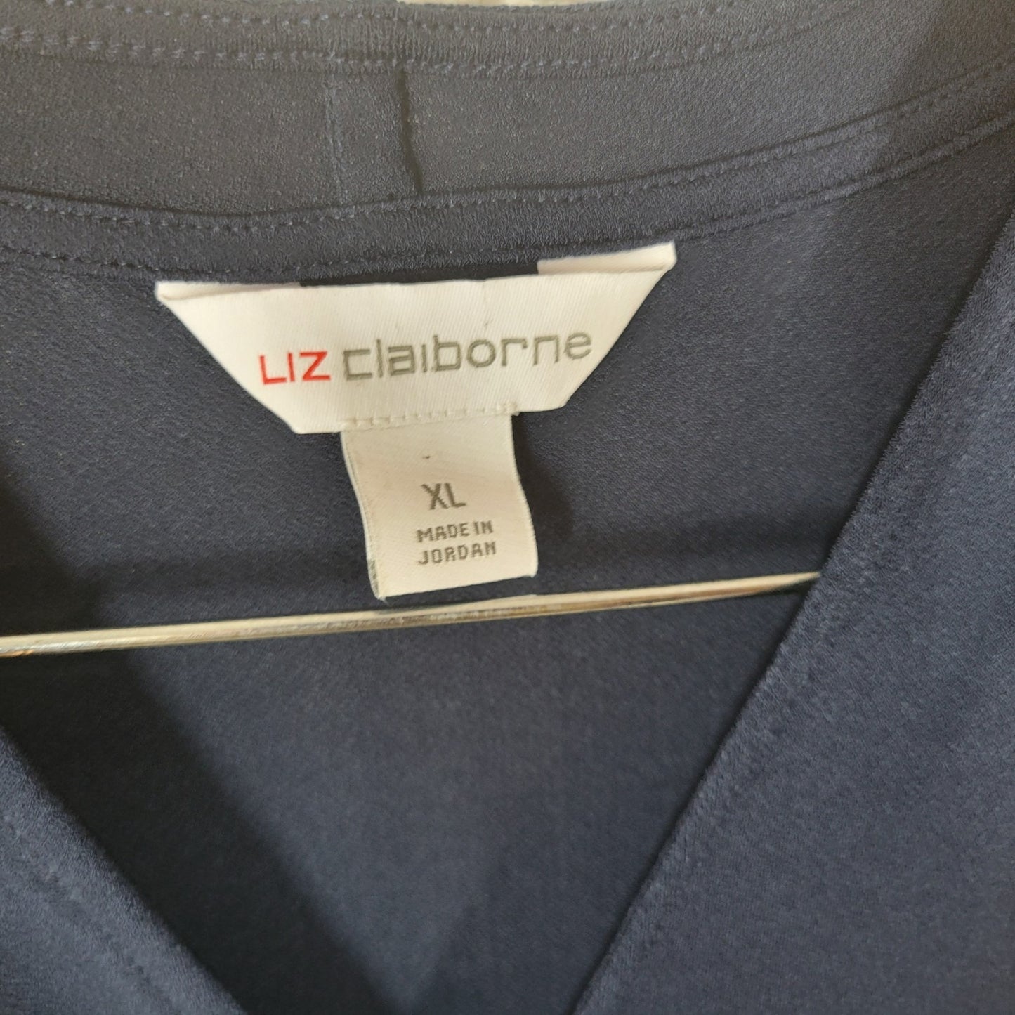 Liz Claiborne Womens Top Extra Large XL Sleeveless Blue Draped Poly Blend Office