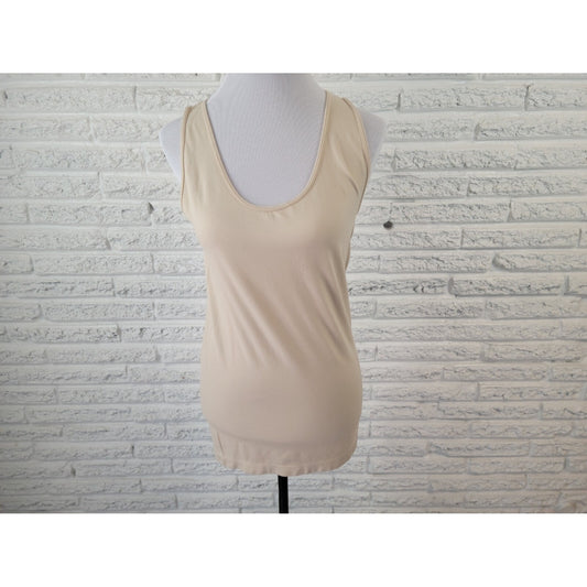 Zenana Womens Top 2X 3X Plus Tank Sleeveless Beige Nylon Spandex Basic Casual