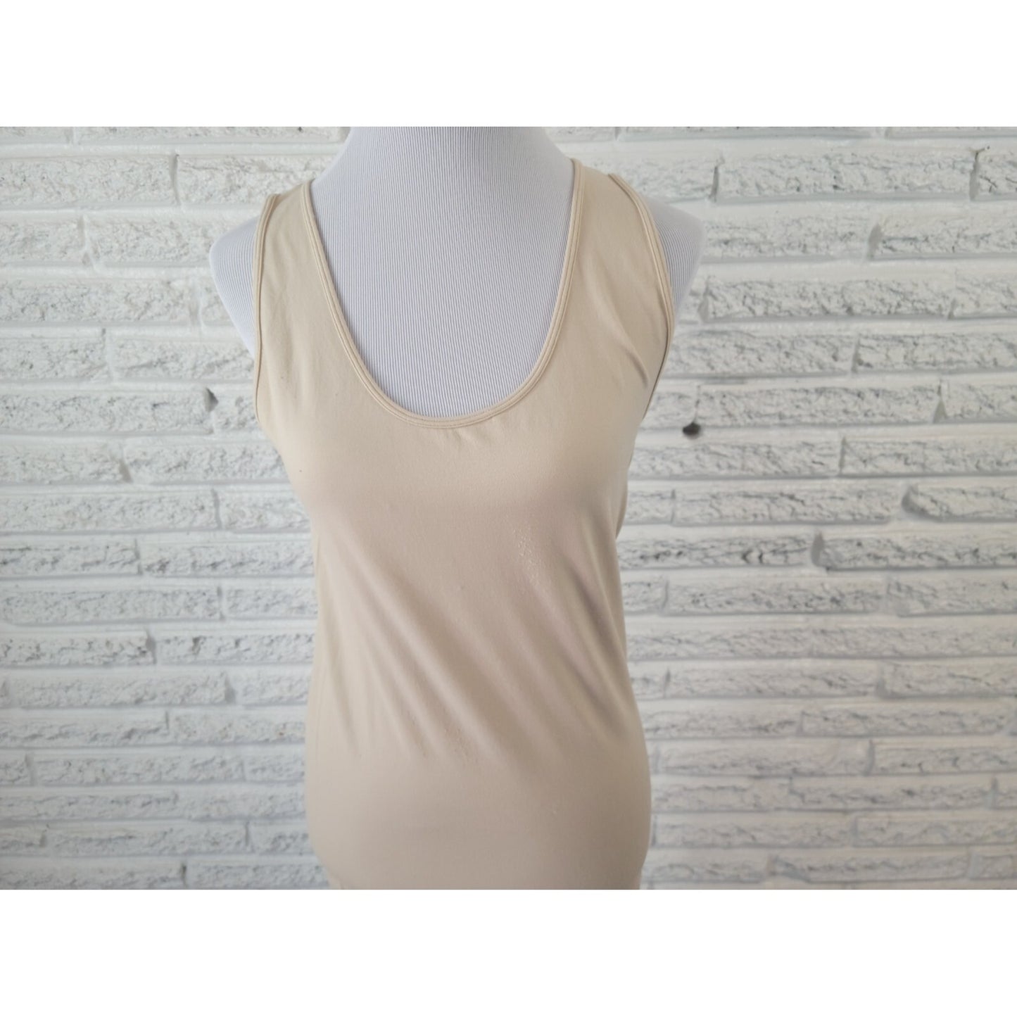 Zenana Womens Top 2X 3X Plus Tank Sleeveless Beige Nylon Spandex Basic Casual