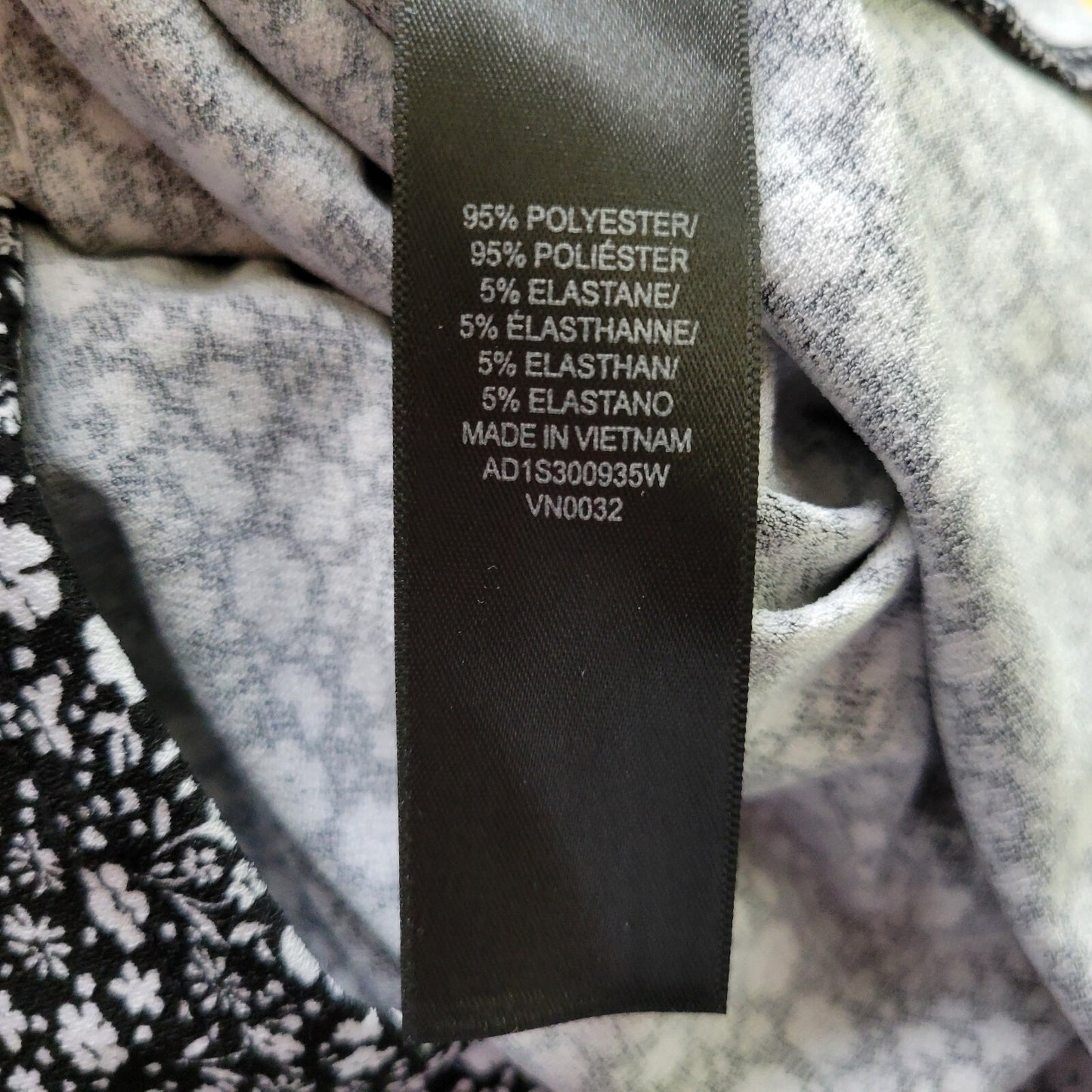 Adrianna Papell Womens Top 1X Long Sleeve Back Keyhole Black Floral Poly Blend