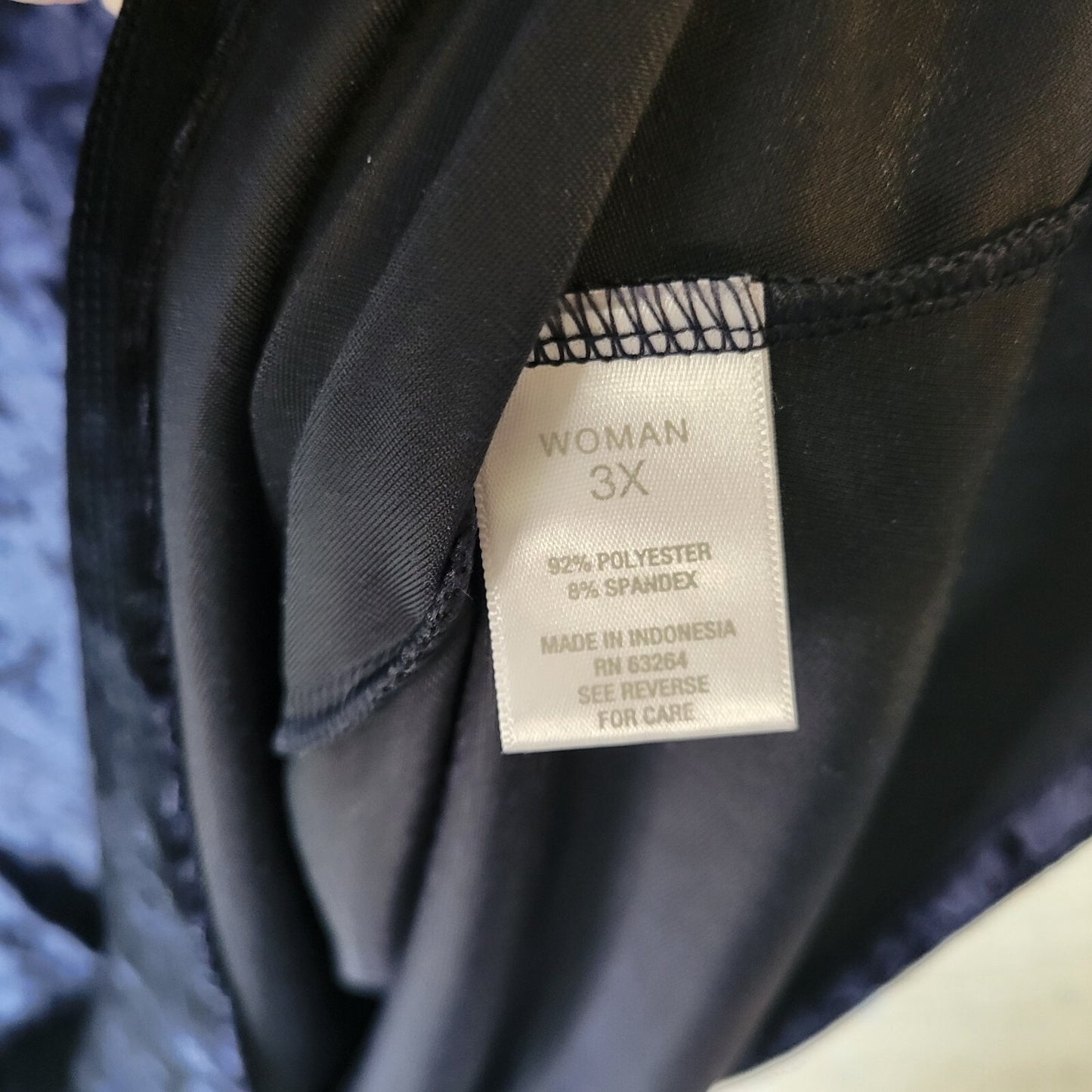 Westport 1962 Womens Dress 3X Plus Short Sleeve Blue Poly Blend Office Velour