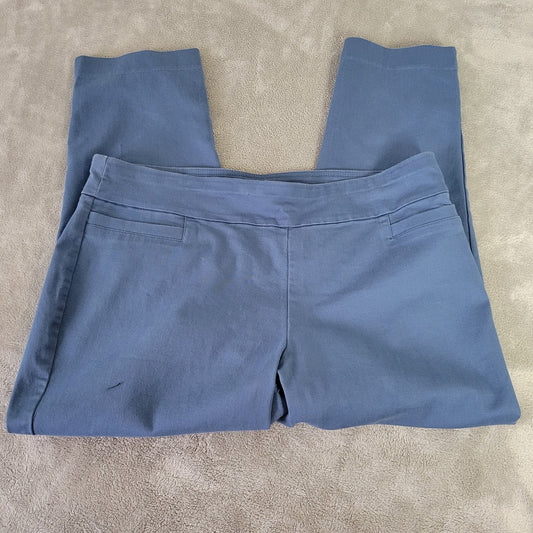 Croft Barrow Womens Pants 18 Plus Pull On Effortless Ankle Cropped Blue Pockets