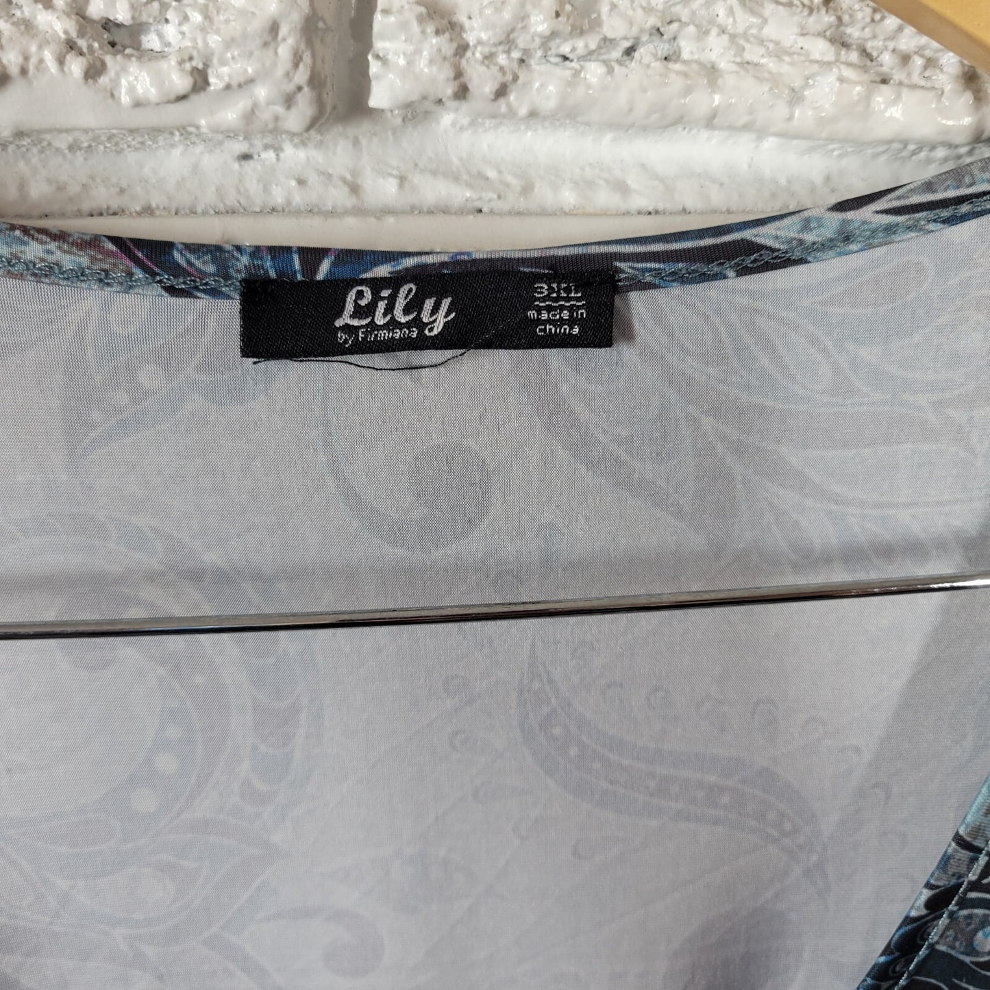 Lily Firmiana Womens Dress 3XL Plus Long Sleeve Mini Poly Blend Blue Paisley