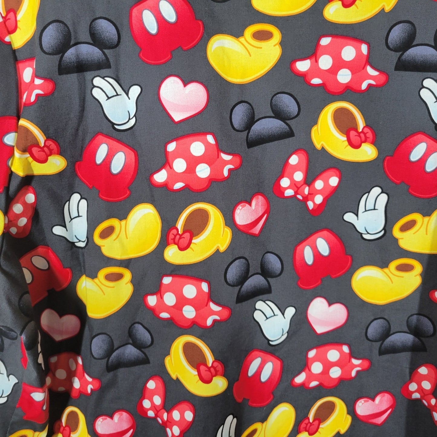 Disney Minnie Mouse Scrub Top XL Black Red Cotton Medical Vet Nurse NOV99E