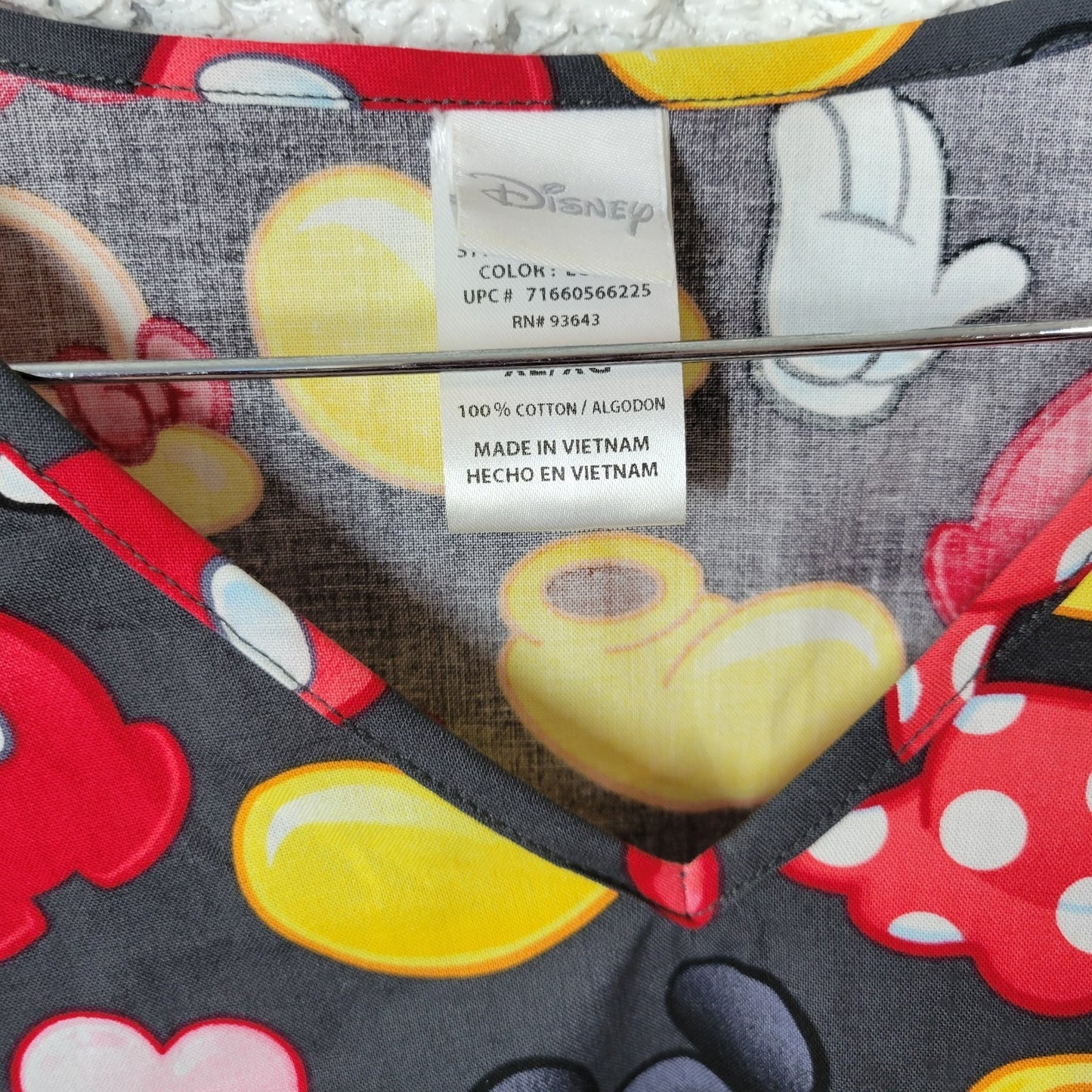 Disney Minnie Mouse Scrub Top XL Black Red Cotton Medical Vet Nurse NOV99E