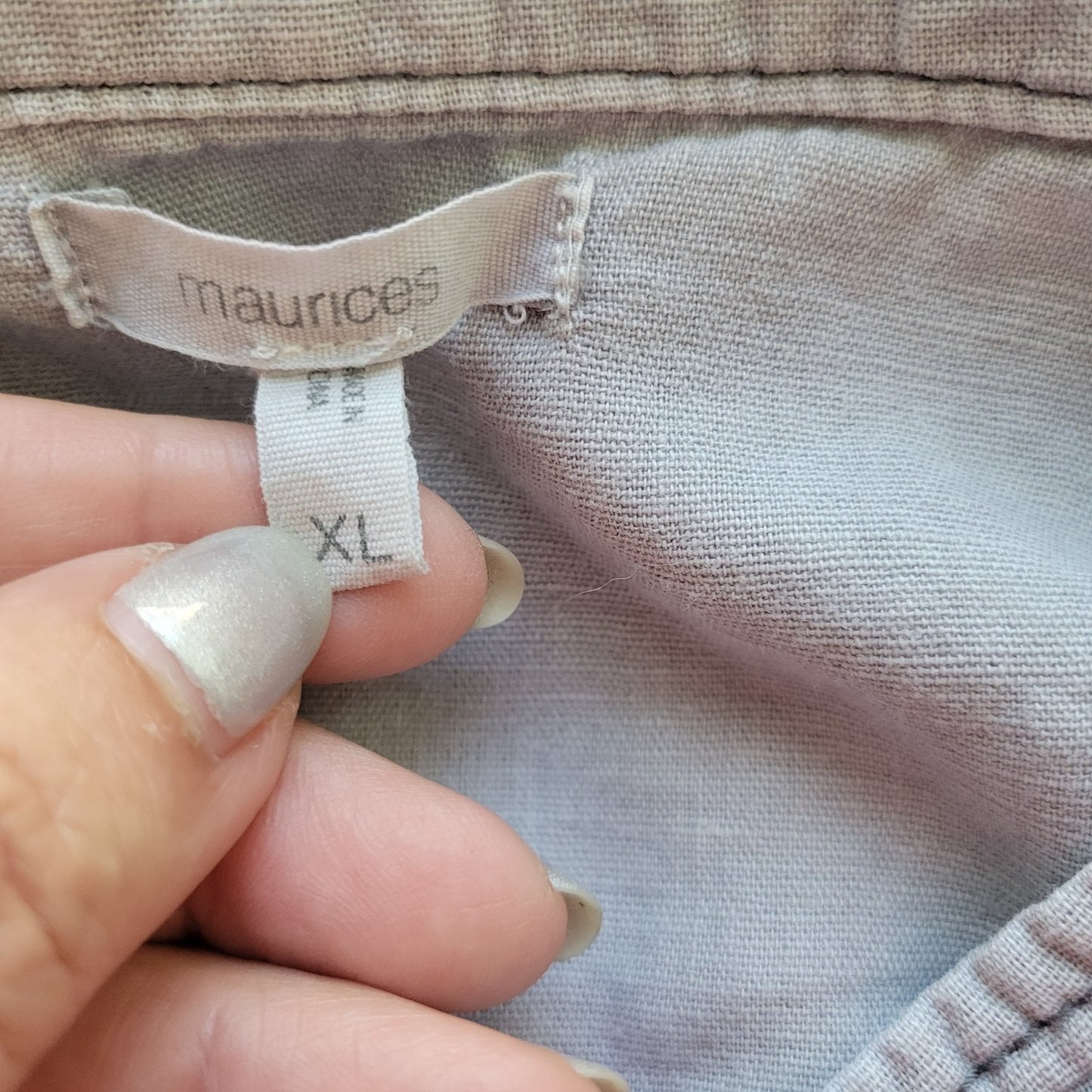 Maurices Womens Jacket XL Gray Linen Cotton Eyelet Zip Snap Up Casual Pockets