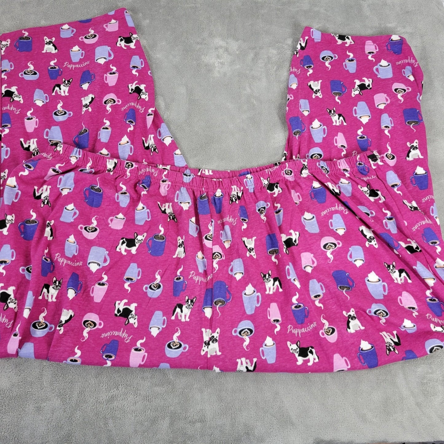 Dreams Co Womens Pajama Pants 5X Plus Frenchie Coffee Cocoa Purple Loungewear