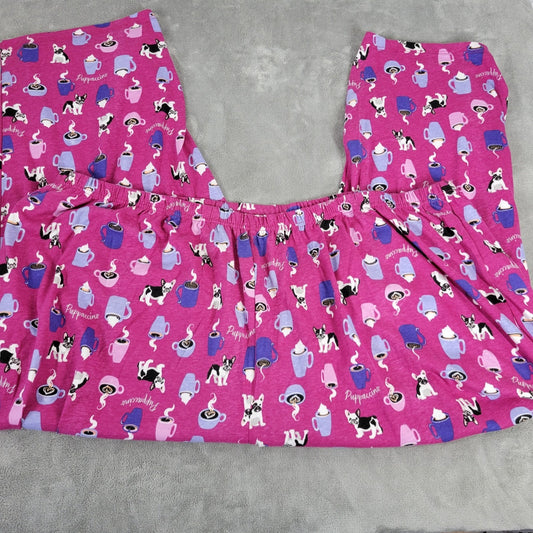 Dreams Co Womens Pajama Pants 5X Plus Frenchie Coffee Cocoa Purple Loungewear