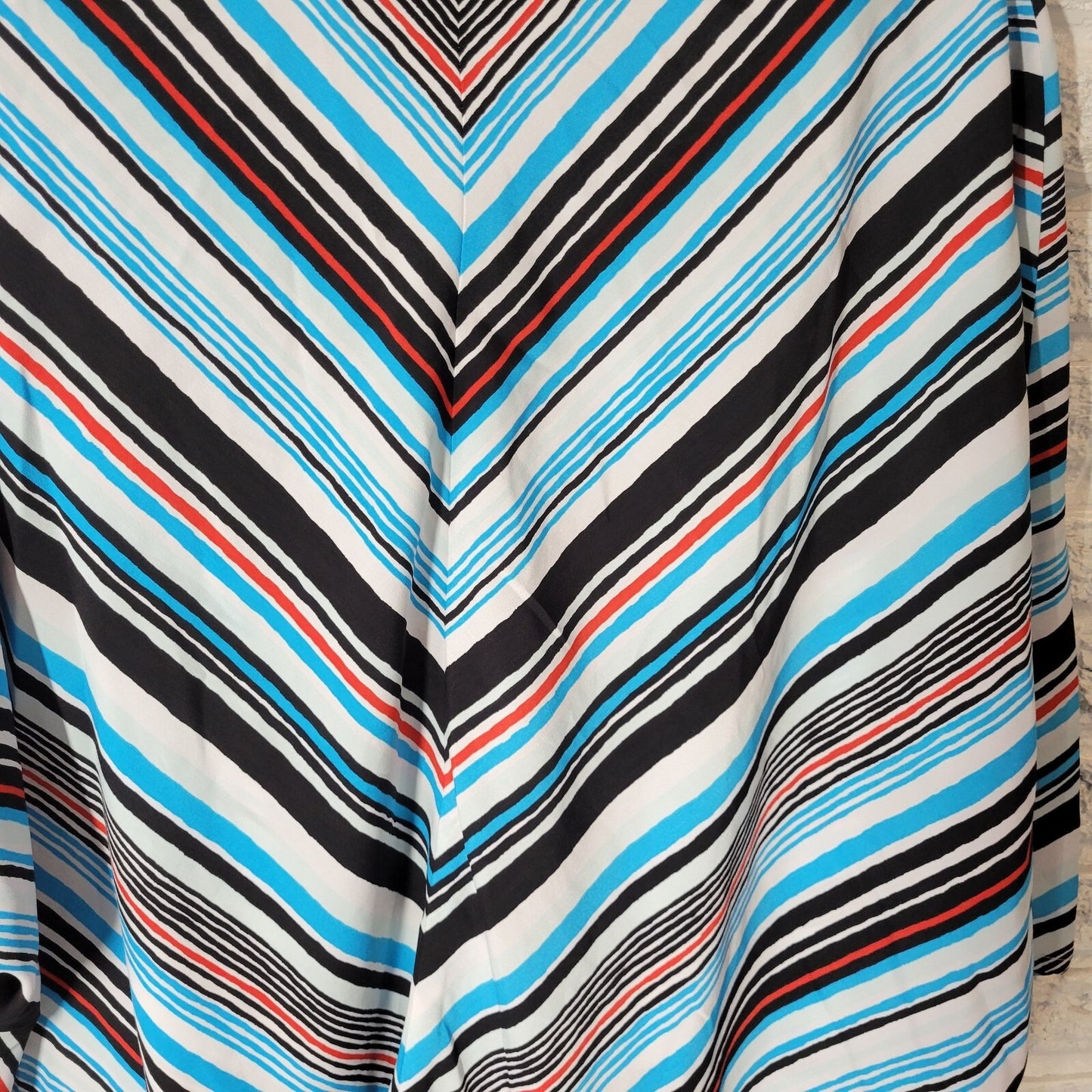 Jones New York Signature Women Top 3X Plus Dolman Sleeve Blue Stripe Lightweight