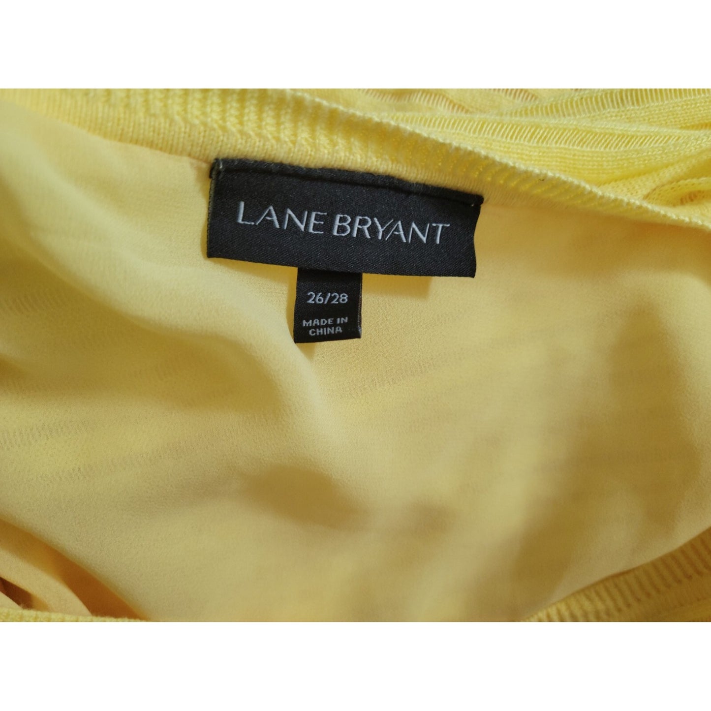 Lane Bryant Womens Top 26 28 Plus Short Cap Sleeve Sheer Mesh Yellow Cotton
