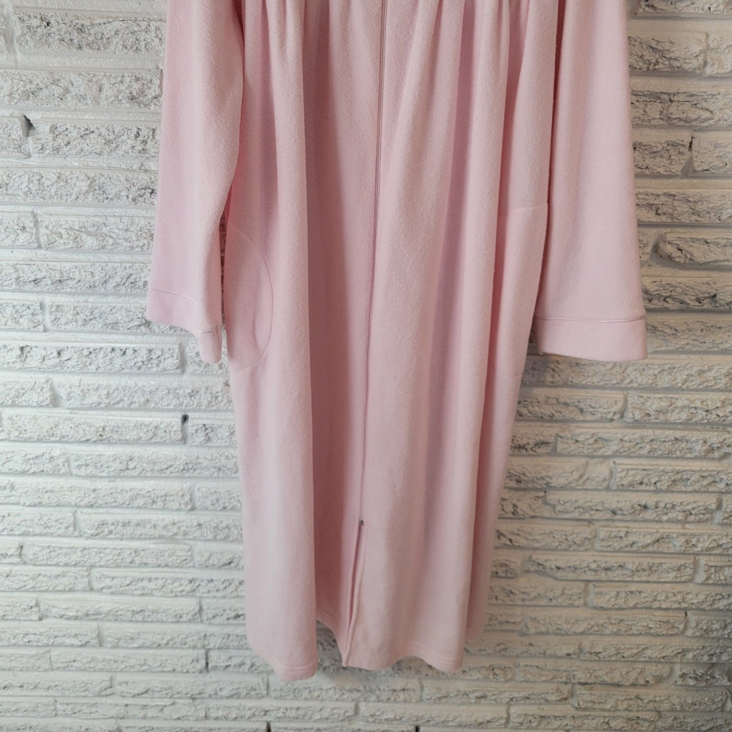 Collette Miss Elaine Womens Robe XL Full Zip Pink Fleece Embroidered Cinched