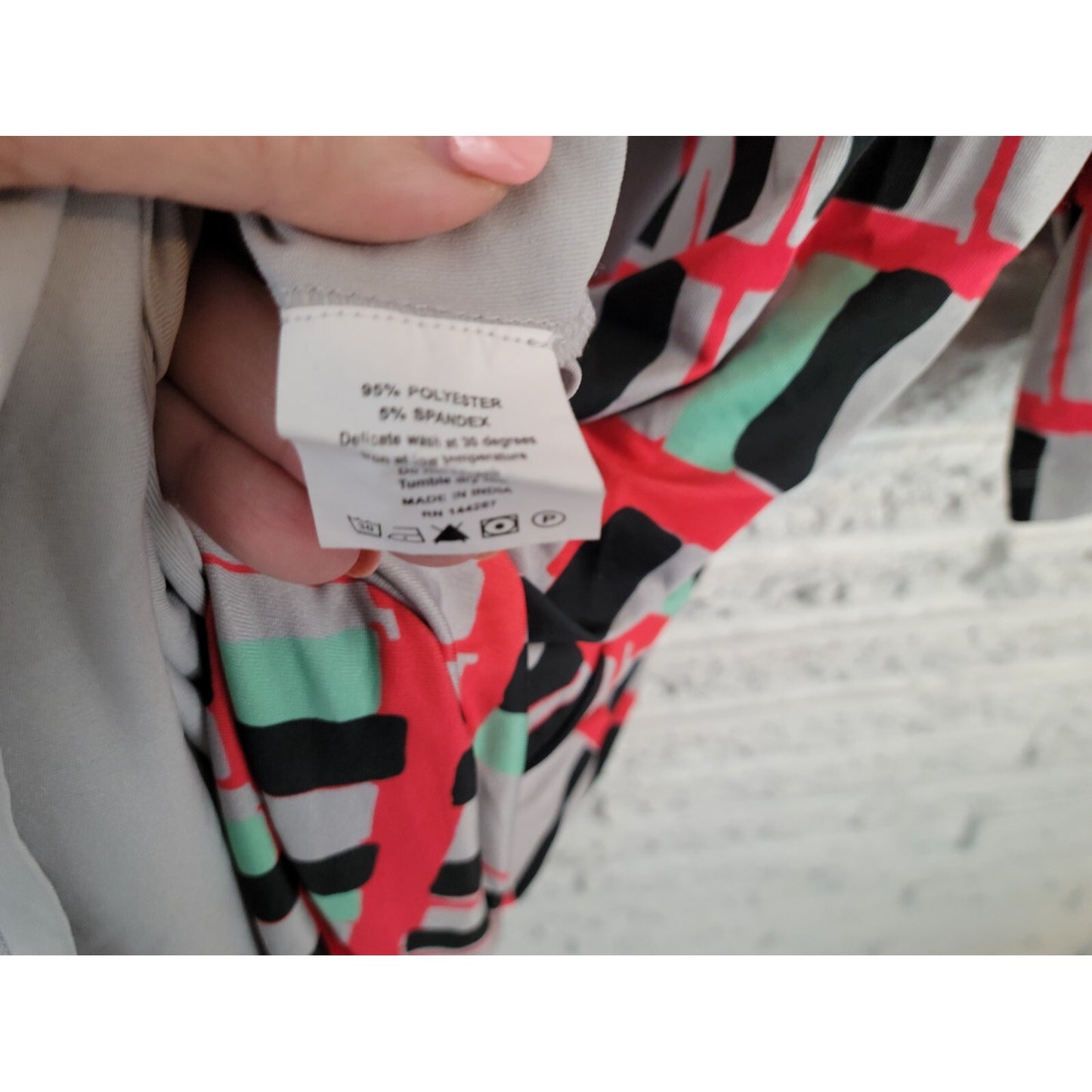 Triste Women's 1X Red Geometric Mini Shirt Dress 3/4 Sleeve Lined GEO291E