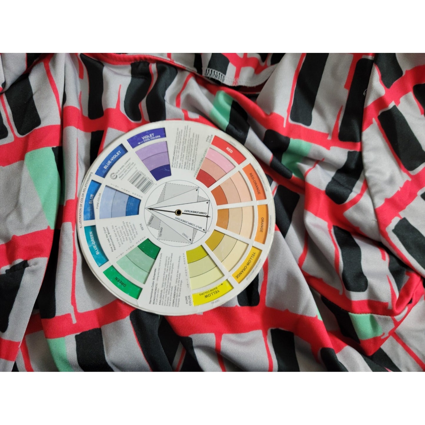 Triste Women's 1X Red Geometric Mini Shirt Dress 3/4 Sleeve Lined GEO291E