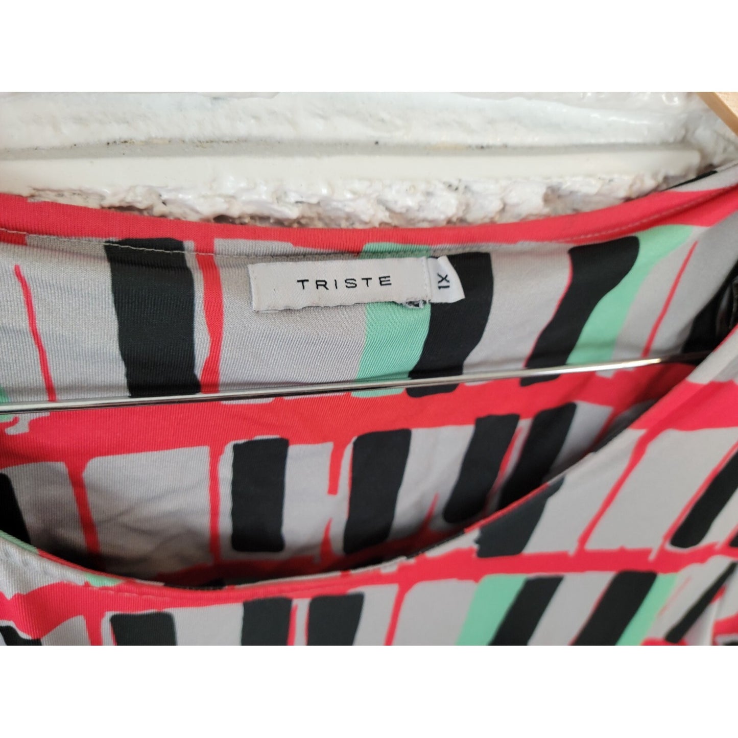 Triste Women's 1X Red Geometric Mini Shirt Dress 3/4 Sleeve Lined GEO291E