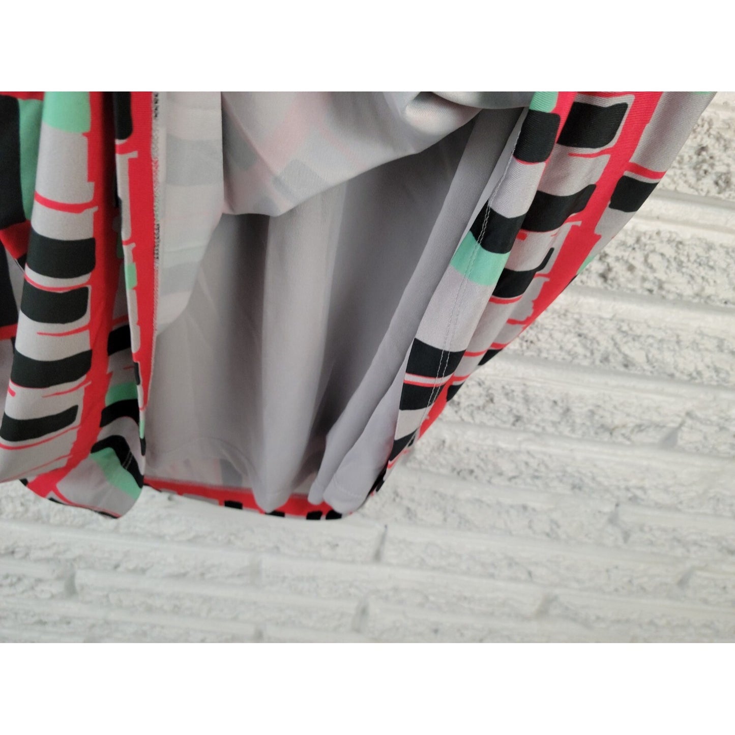 Triste Women's 1X Red Geometric Mini Shirt Dress 3/4 Sleeve Lined GEO291E