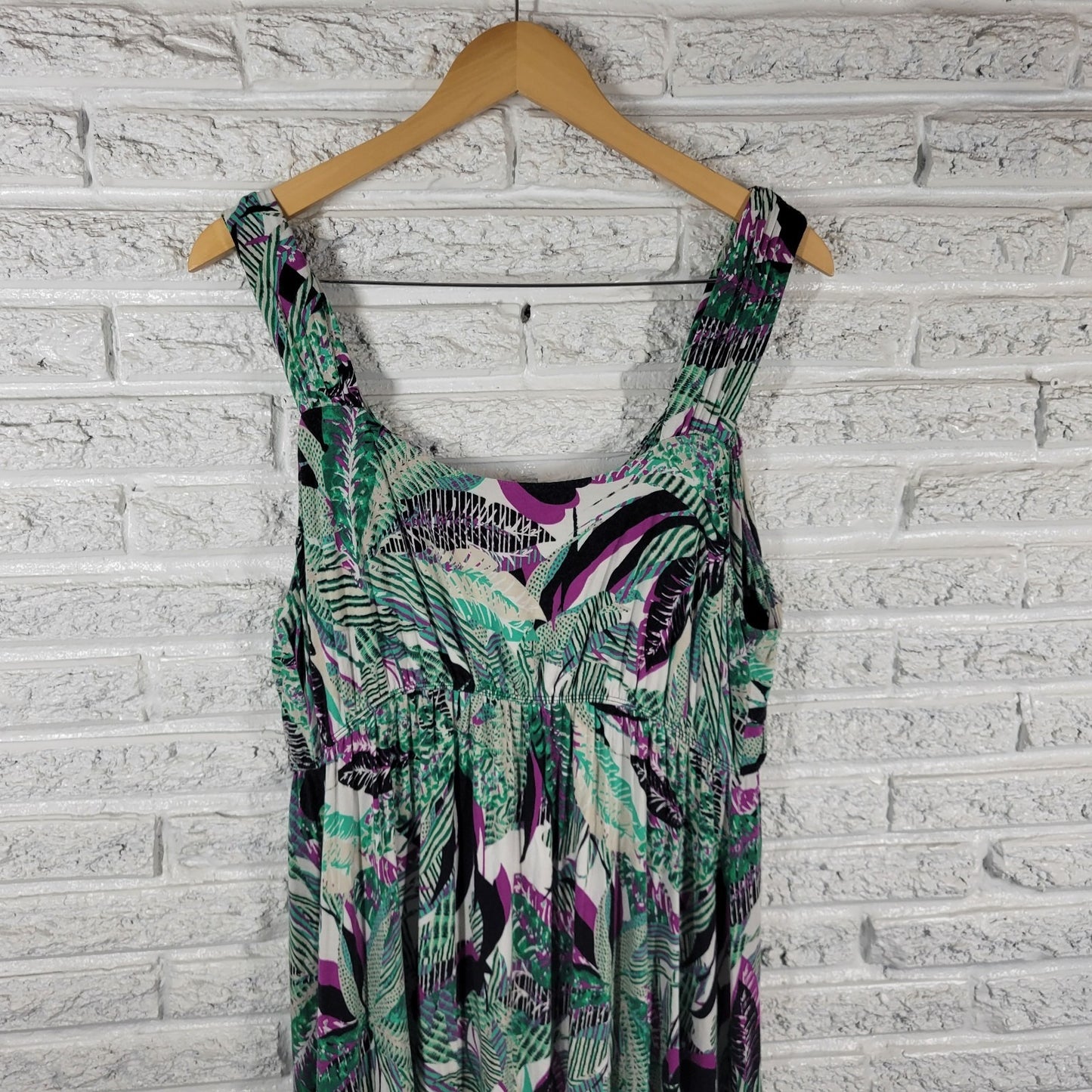 Style Co XL Green Purple Floral Sleeveless Mini Dress Asymmetric Hem FLO319E