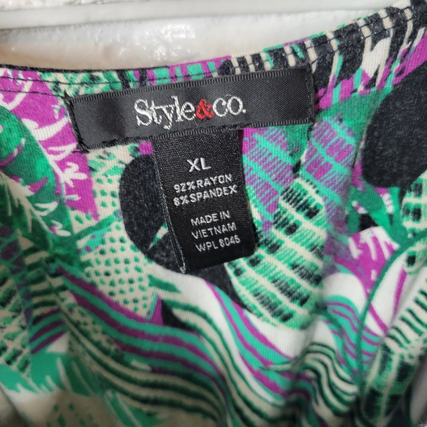 Style Co XL Green Purple Floral Sleeveless Mini Dress Asymmetric Hem FLO319E