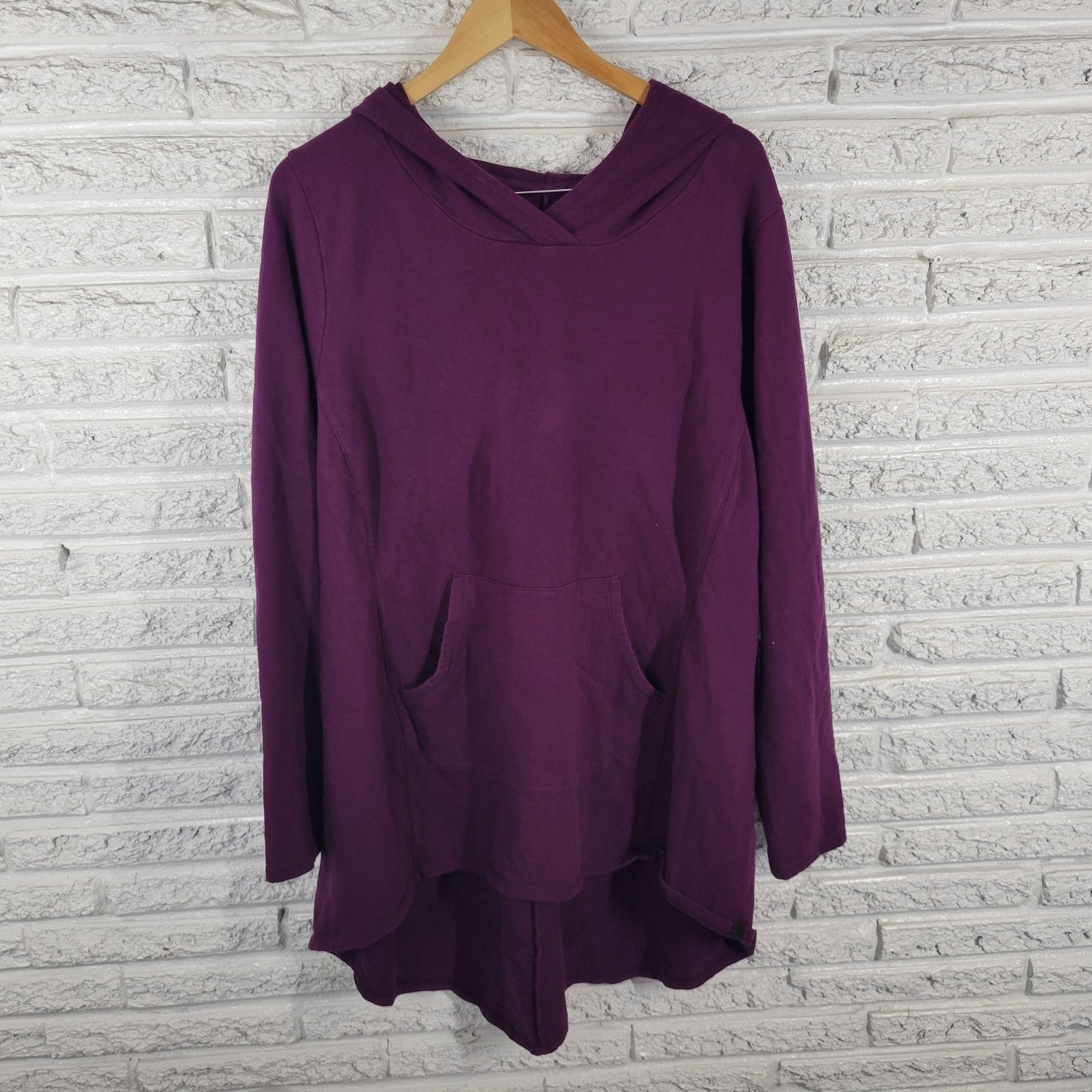 B Active Womens Sweatshirt 26 28 Plus Hoodie Purple Cotton Blend Pockets Active