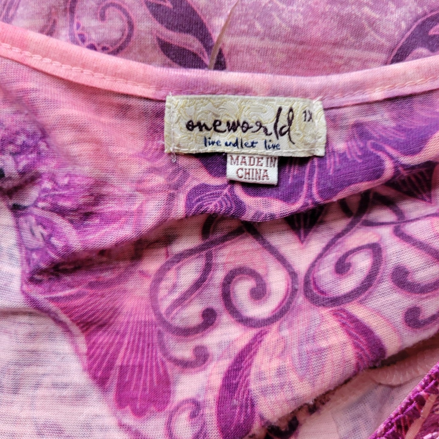 Live Let Live Womens Top 1X Plus Pink Laser Cut Butterflies Embroidered Studded