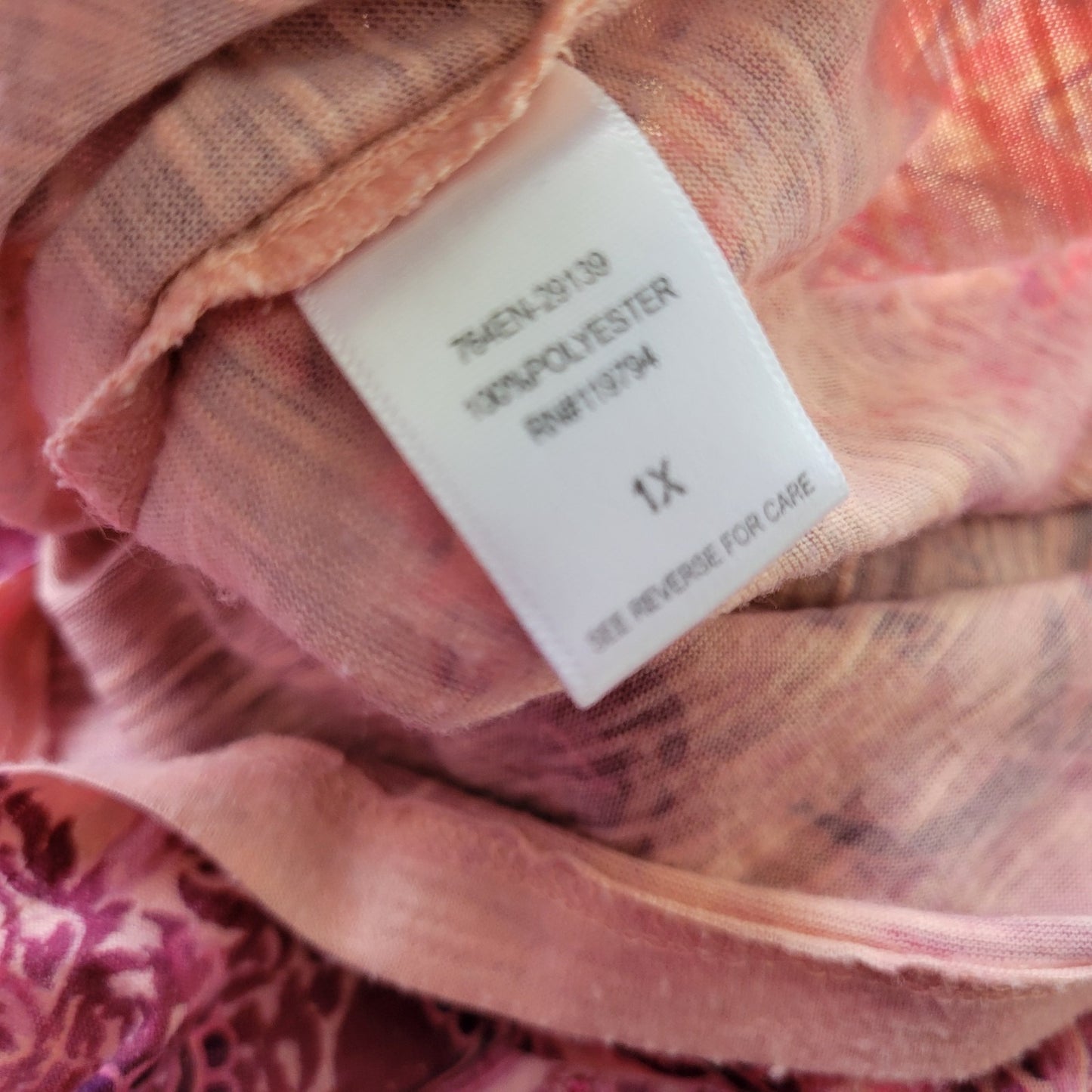 Live Let Live Womens Top 1X Plus Pink Laser Cut Butterflies Embroidered Studded