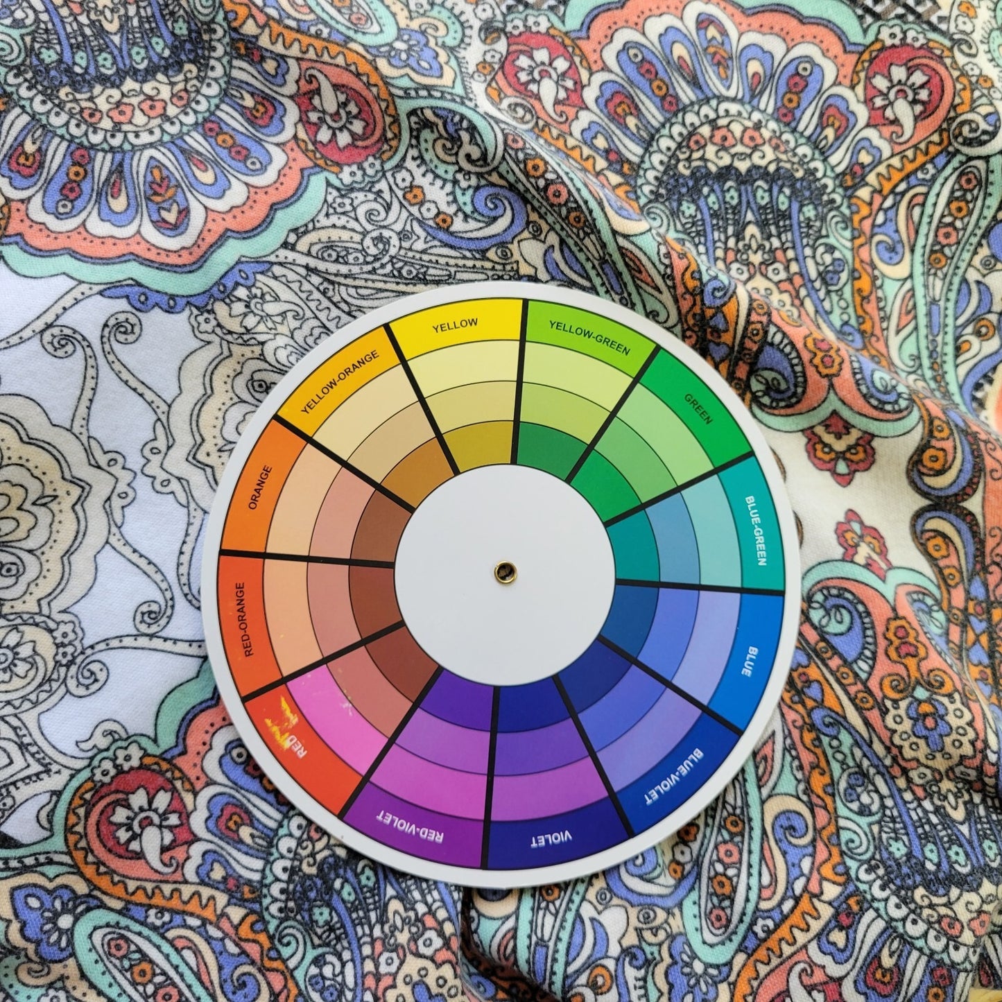 Rebecca Malone Womens Top 3X Plus 3/4 Sleeve Blue Orange Geometric Cotton Blend