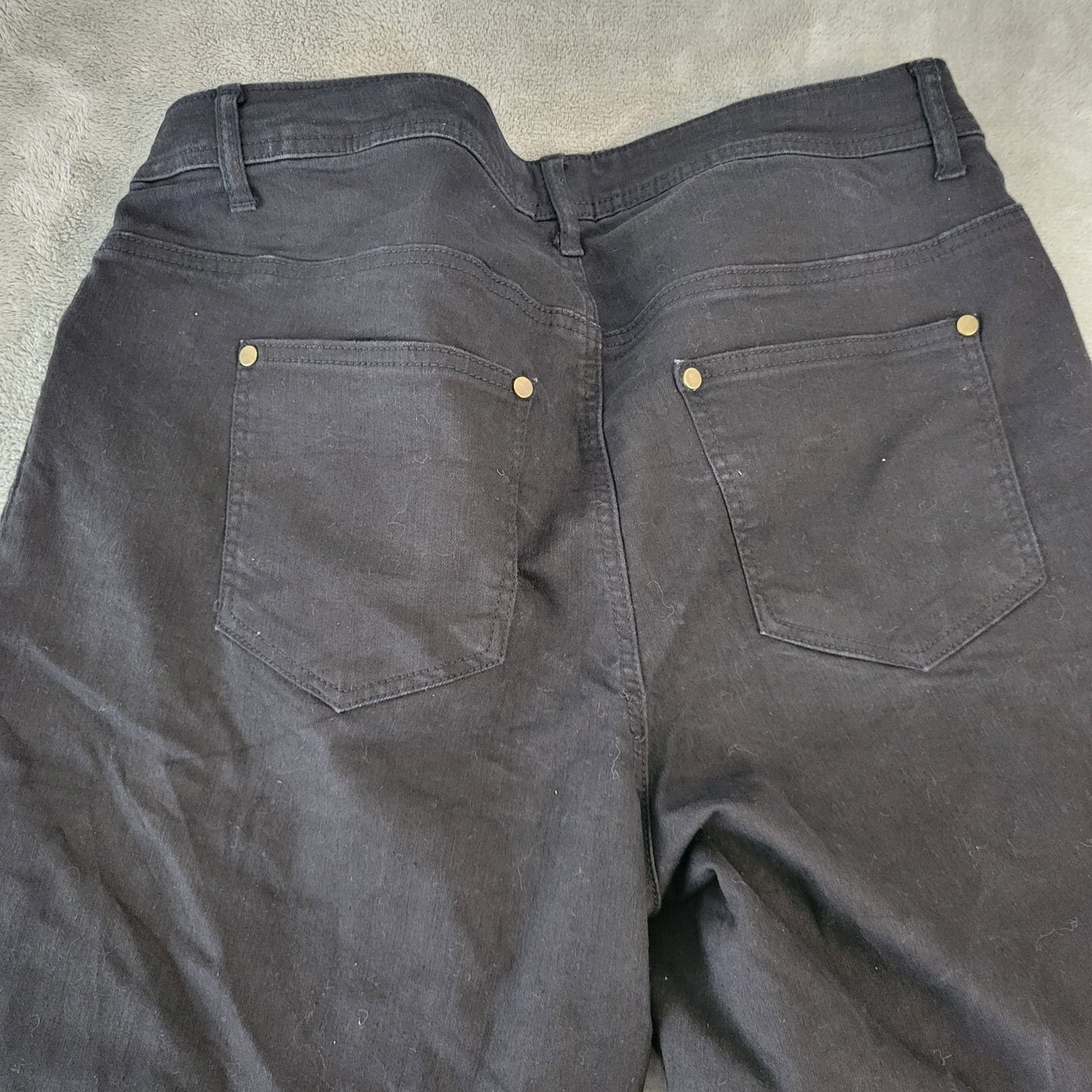 Woman Within Womens Shorts 16W Plus Black Denim Zip Fly Cuffed Casual Comfy