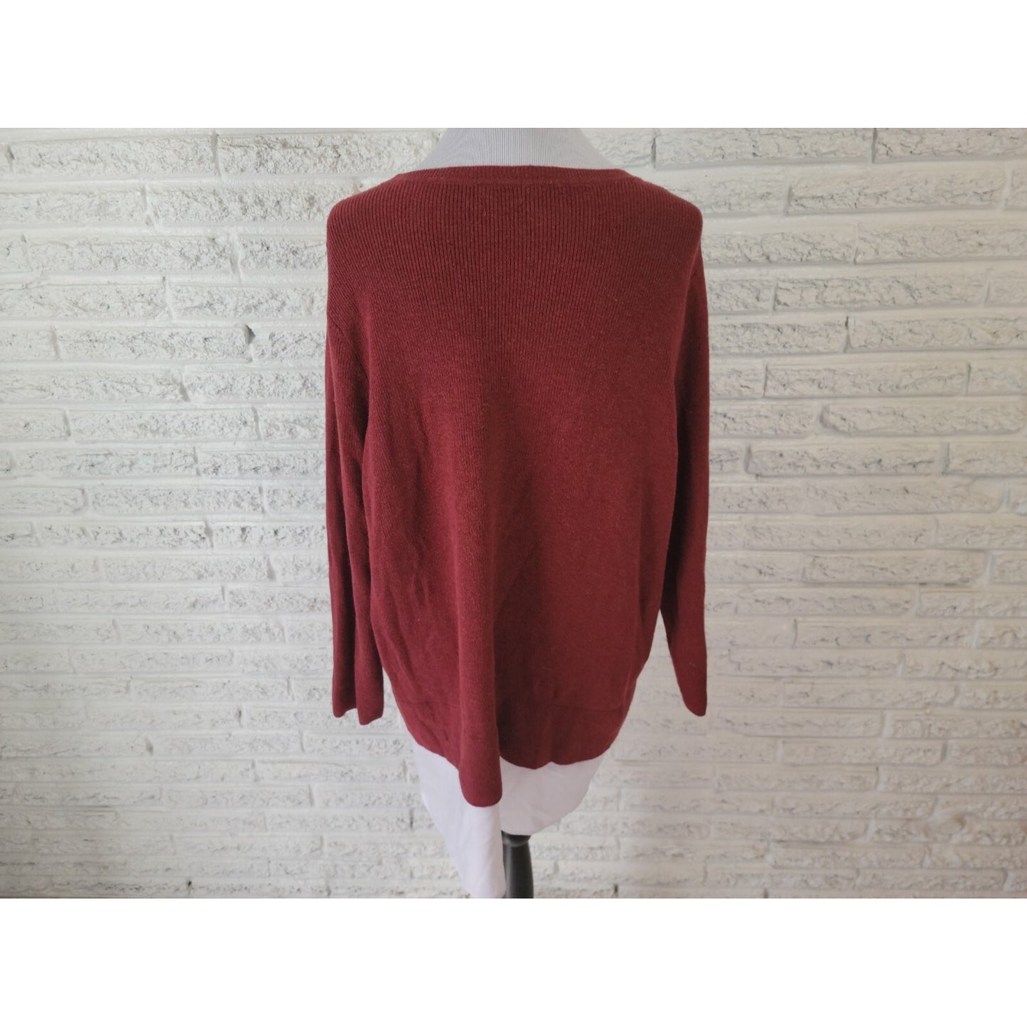 Simply Vera Wang Women Sweater 2X Plus Pullover Long Sleeve Brown Crochet Office