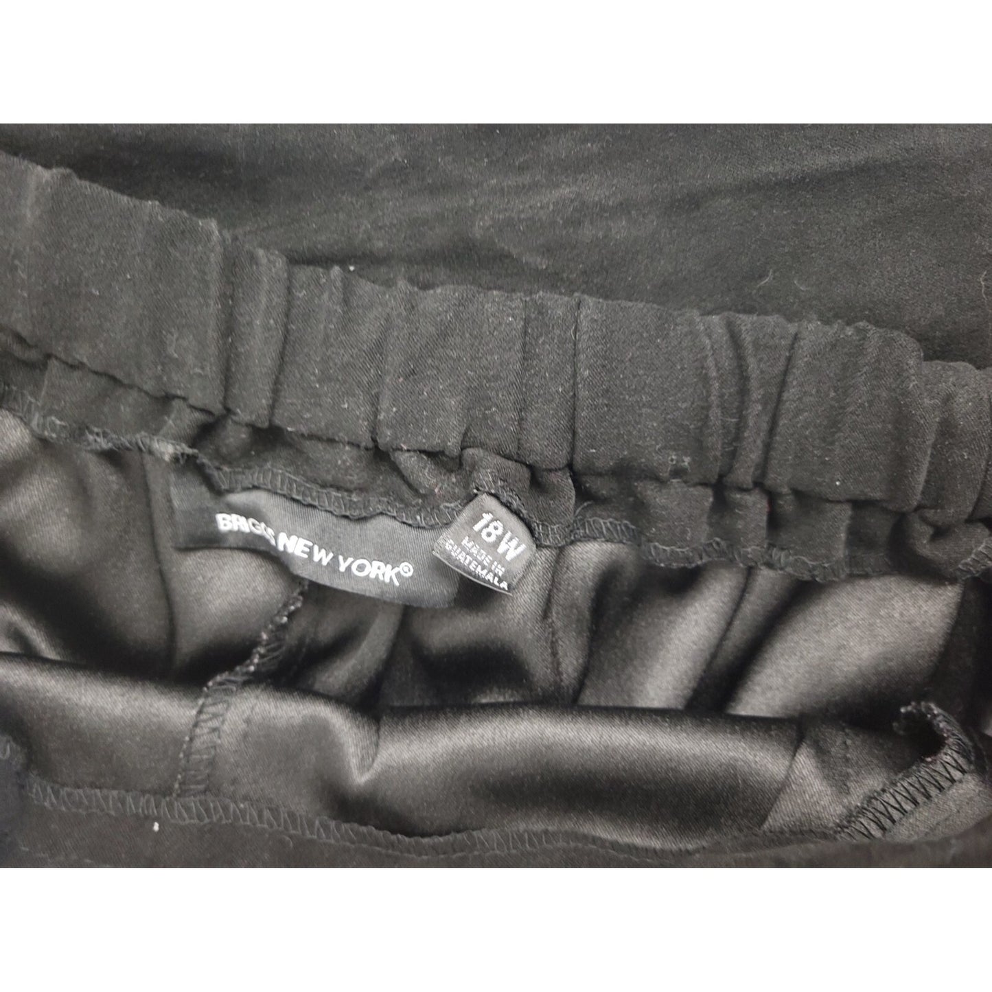 Briggs New York Womens Pants 18W Plus Dress Pull On Straight Leg Black Velour