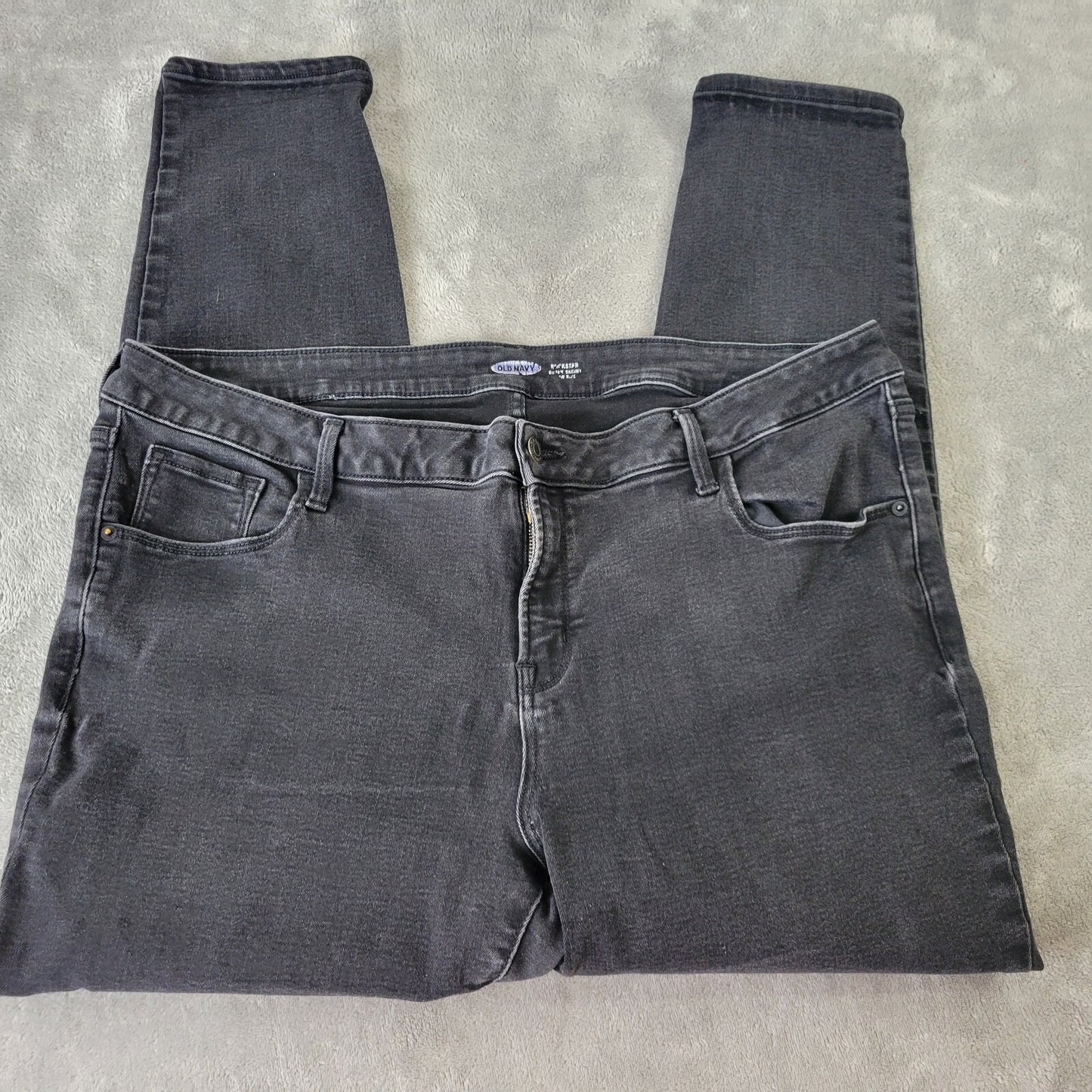 Old Navy Rockstar Womens Jeans 20 Plus Super Skinny Black Comfy Cotton Blend