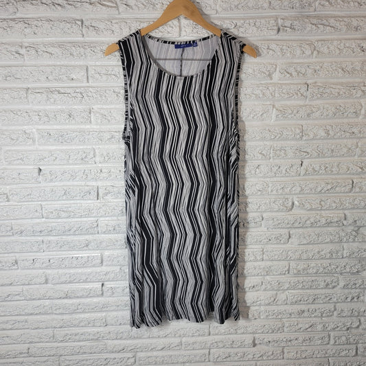 Apt 9 Womens Dress Extra Large Tank Mini Shift Black Stripe Casual Lightweight