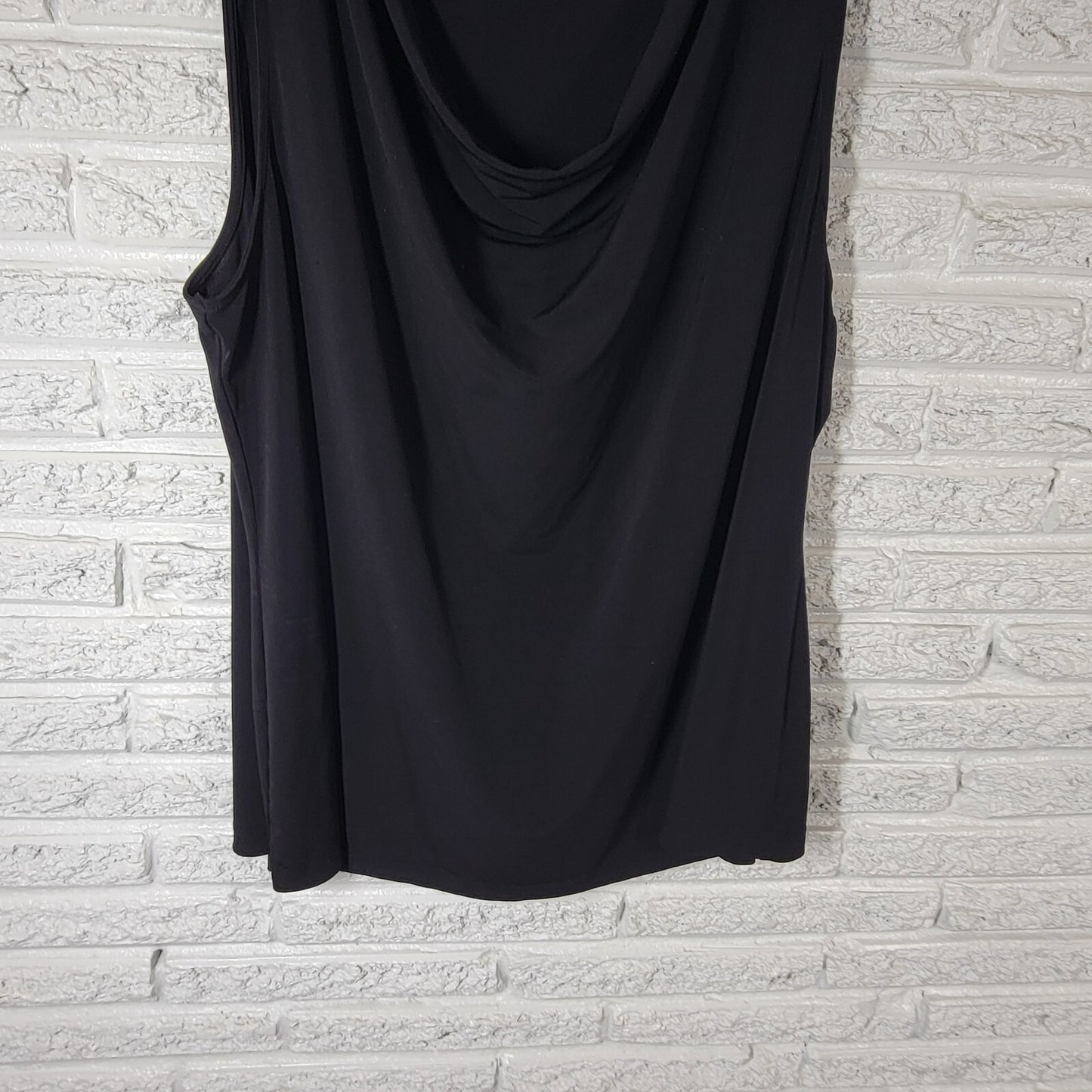 Cato Womens Top 26W 28W Plus Sleeveless Black Draped Neck Office Poly Blend