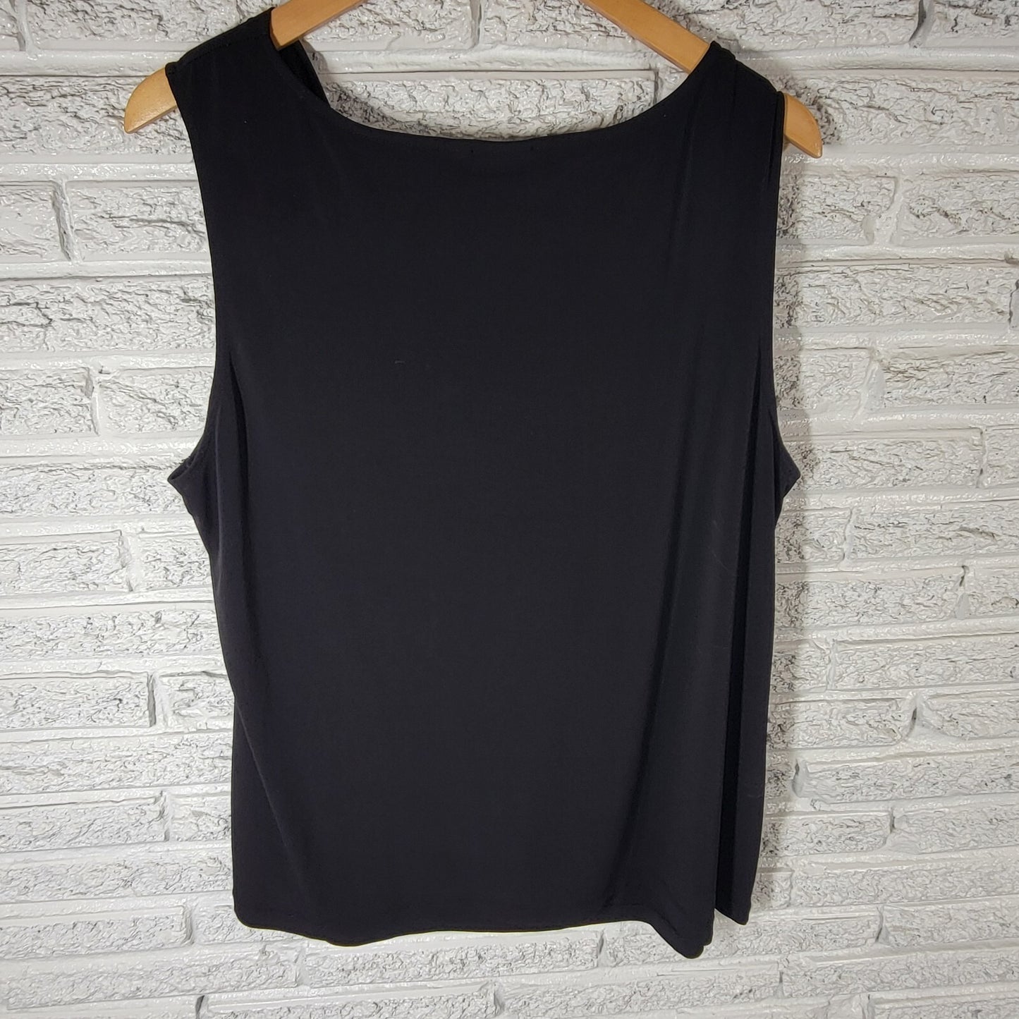 Cato Womens Top 26W 28W Plus Sleeveless Black Draped Neck Office Poly Blend