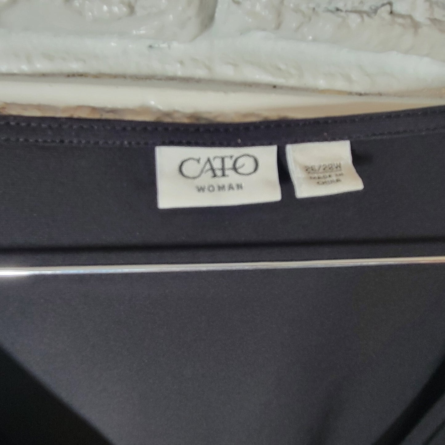 Cato Womens Top 26W 28W Plus Sleeveless Black Draped Neck Office Poly Blend