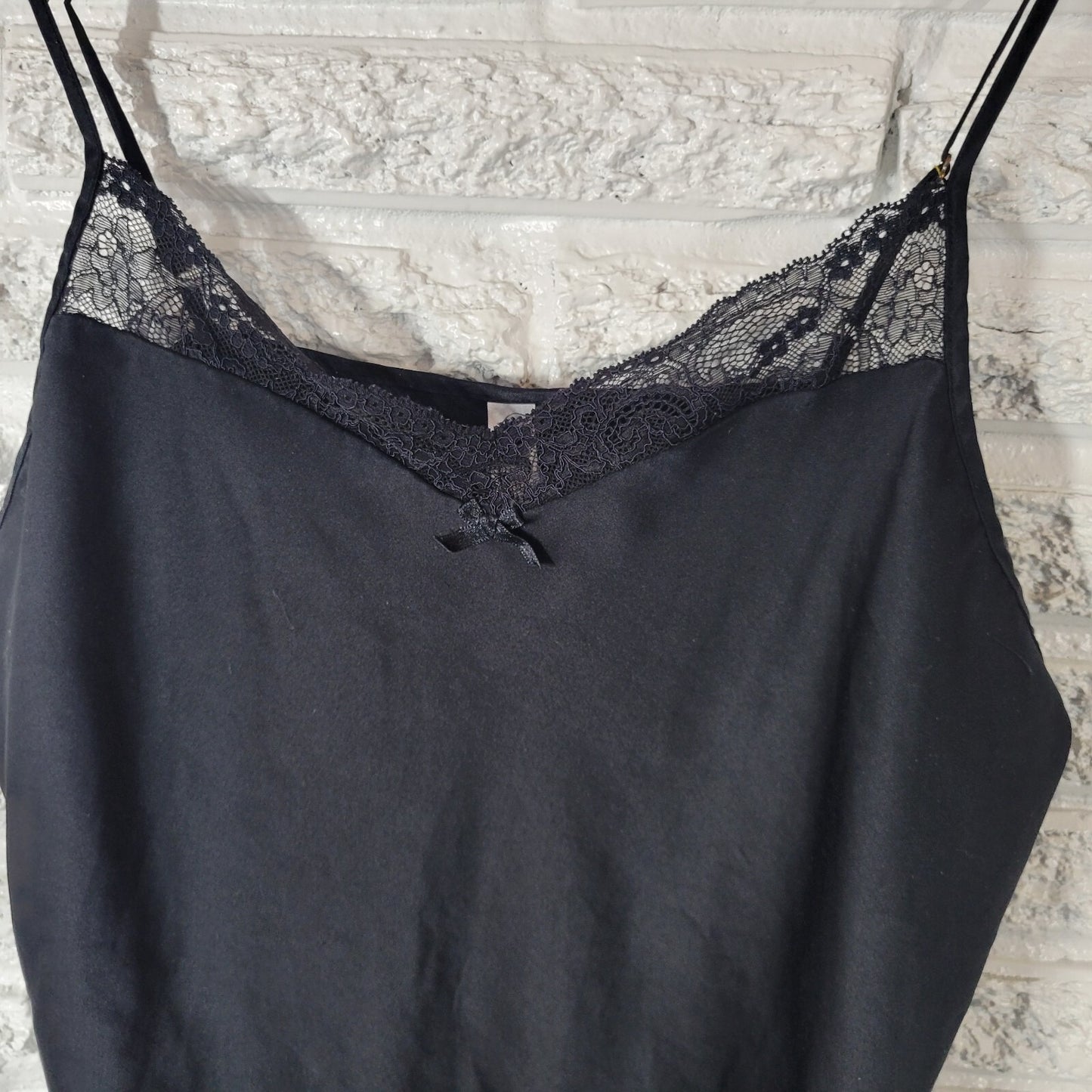Gilligan OMalley Womens Slip XL Adjustable Spaghetti Black Lace Trim Polyester