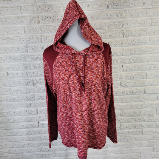 Danskin Now Women Top XXL 20 Plus Hoodie Knit Burgundy Heather Lightweight
