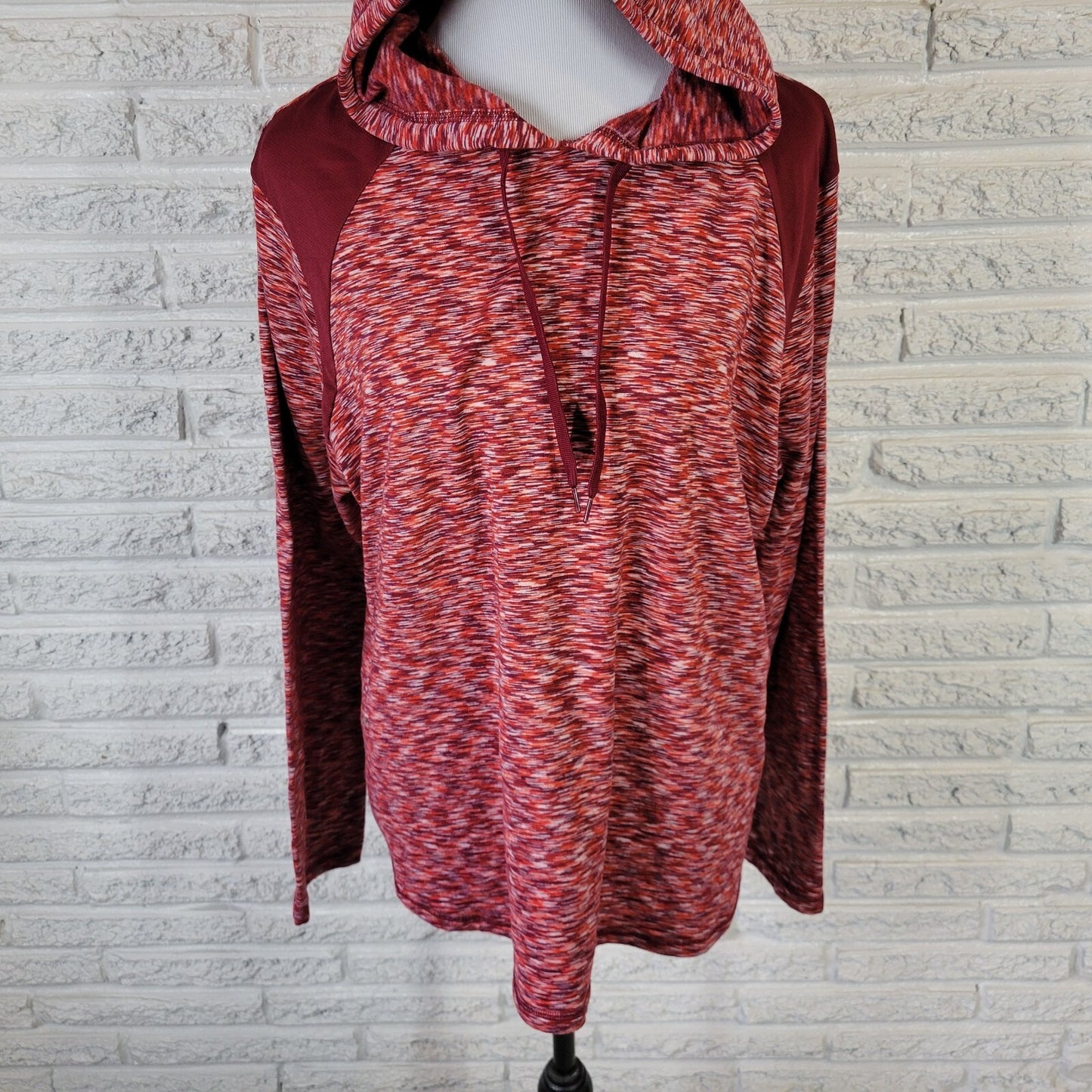 Danskin Now Women Top XXL 20 Plus Hoodie Knit Burgundy Heather Lightweight