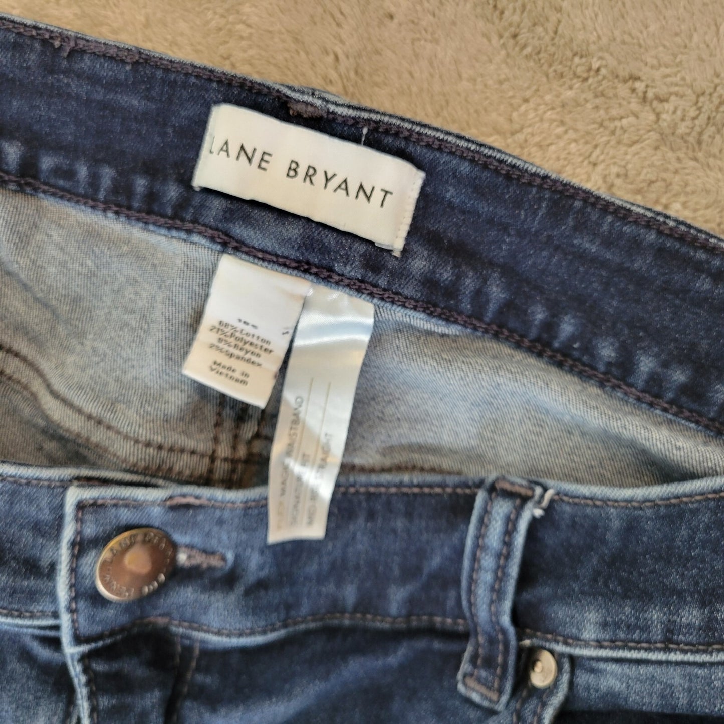 Lane Bryant Womens Jeans 18S 18P Petite Flex Magic Waistband Dark Blue Zip Fly