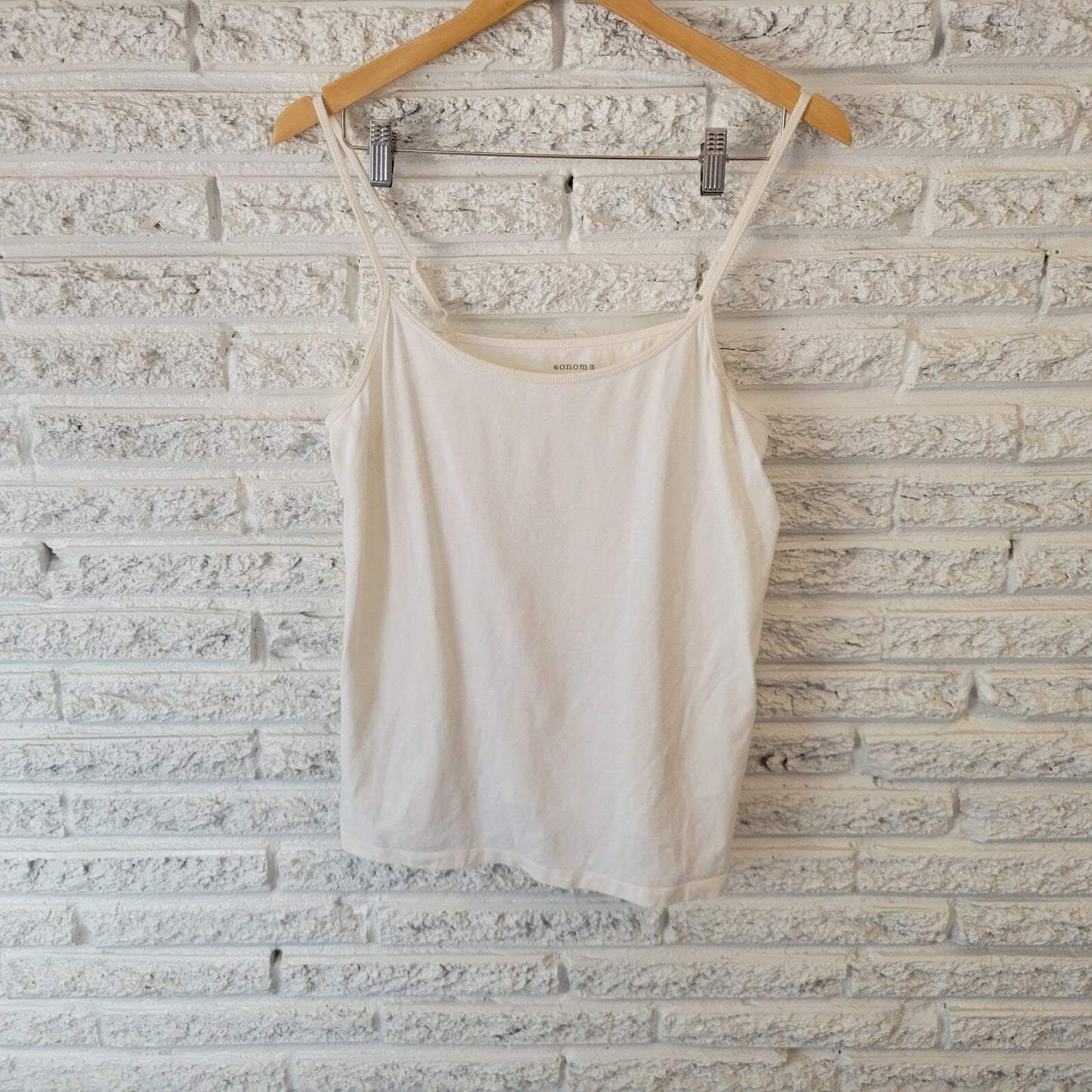 Sonoma Womens Top 1X Plus Camisole Cotton Blend Adjustable Spaghetti Strap White