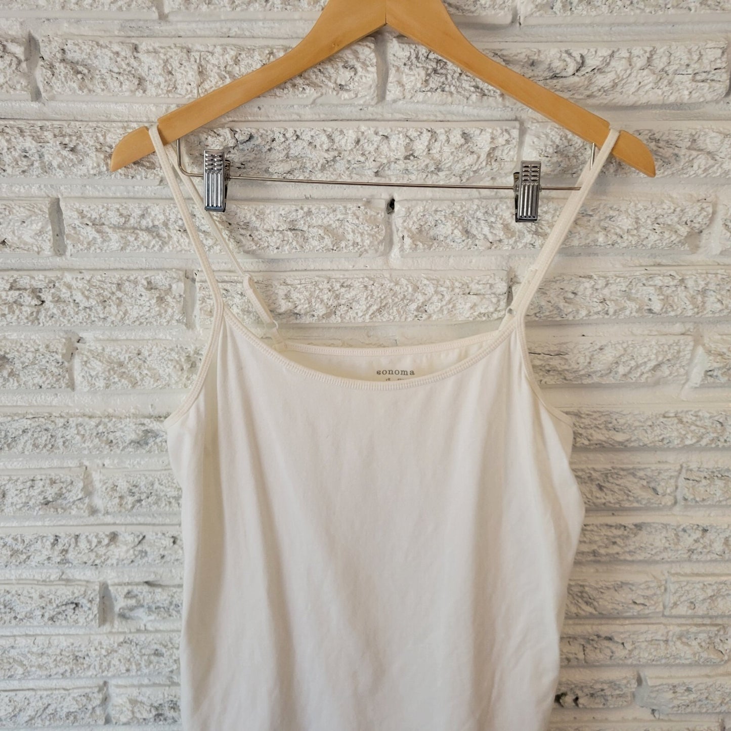 Sonoma Womens Top 1X Plus Camisole Cotton Blend Adjustable Spaghetti Strap White